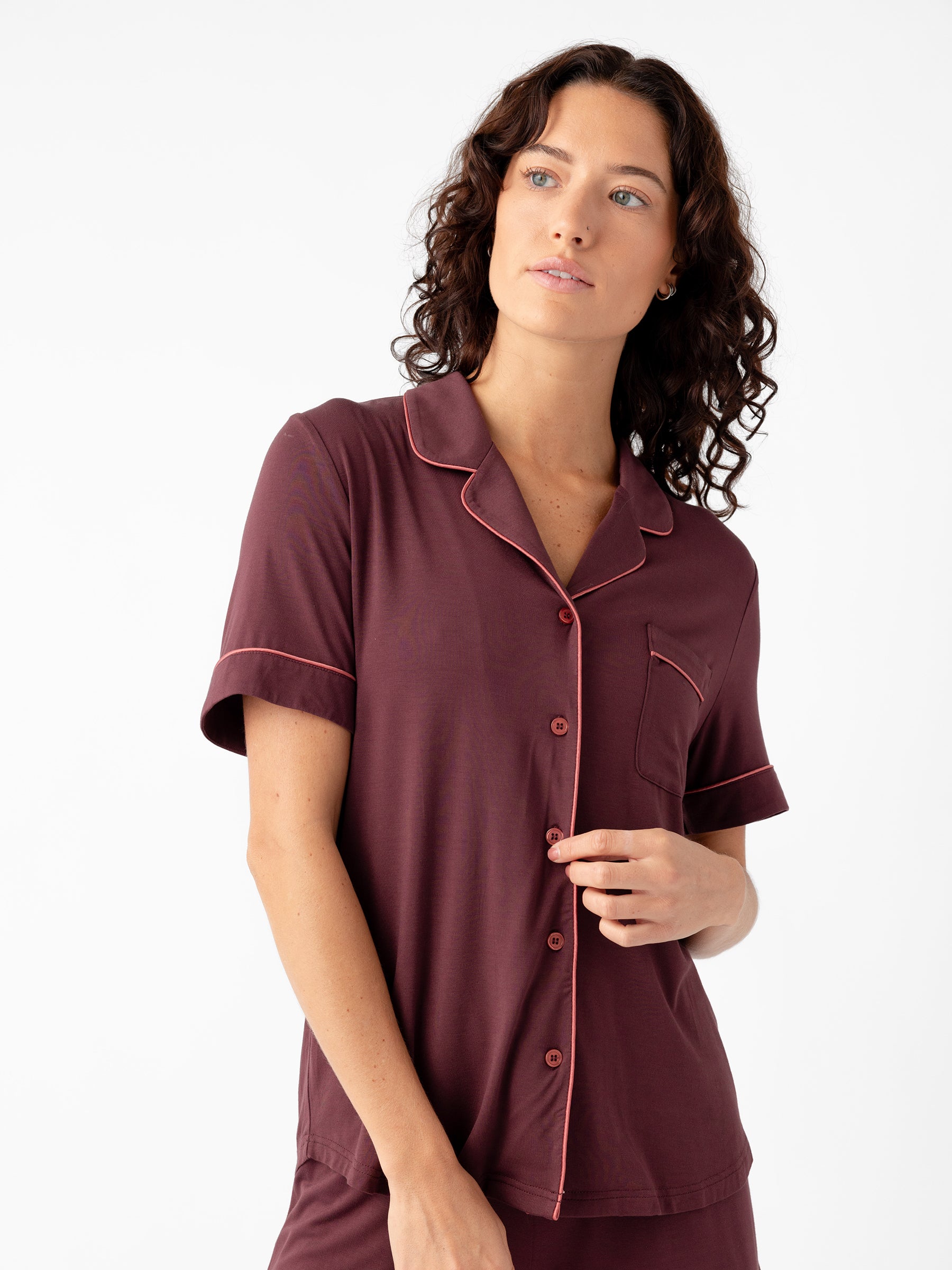 Women's Bamboo Stretch-Knit Short Sleeve Pajama Top - Image 47