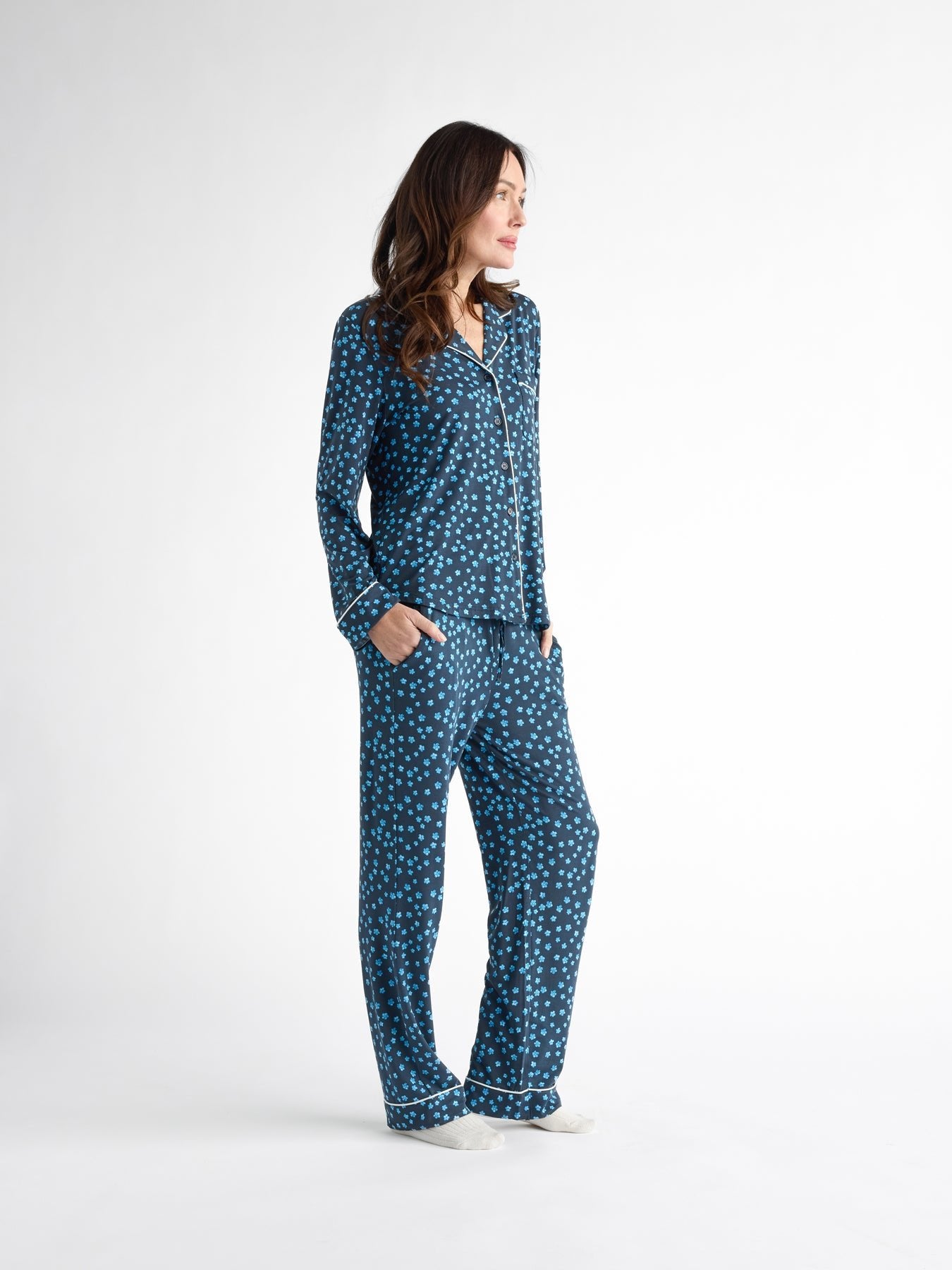 Women's Bamboo Stretch-Knit Long Sleeve Pajama Top - Last Chance - Image 49