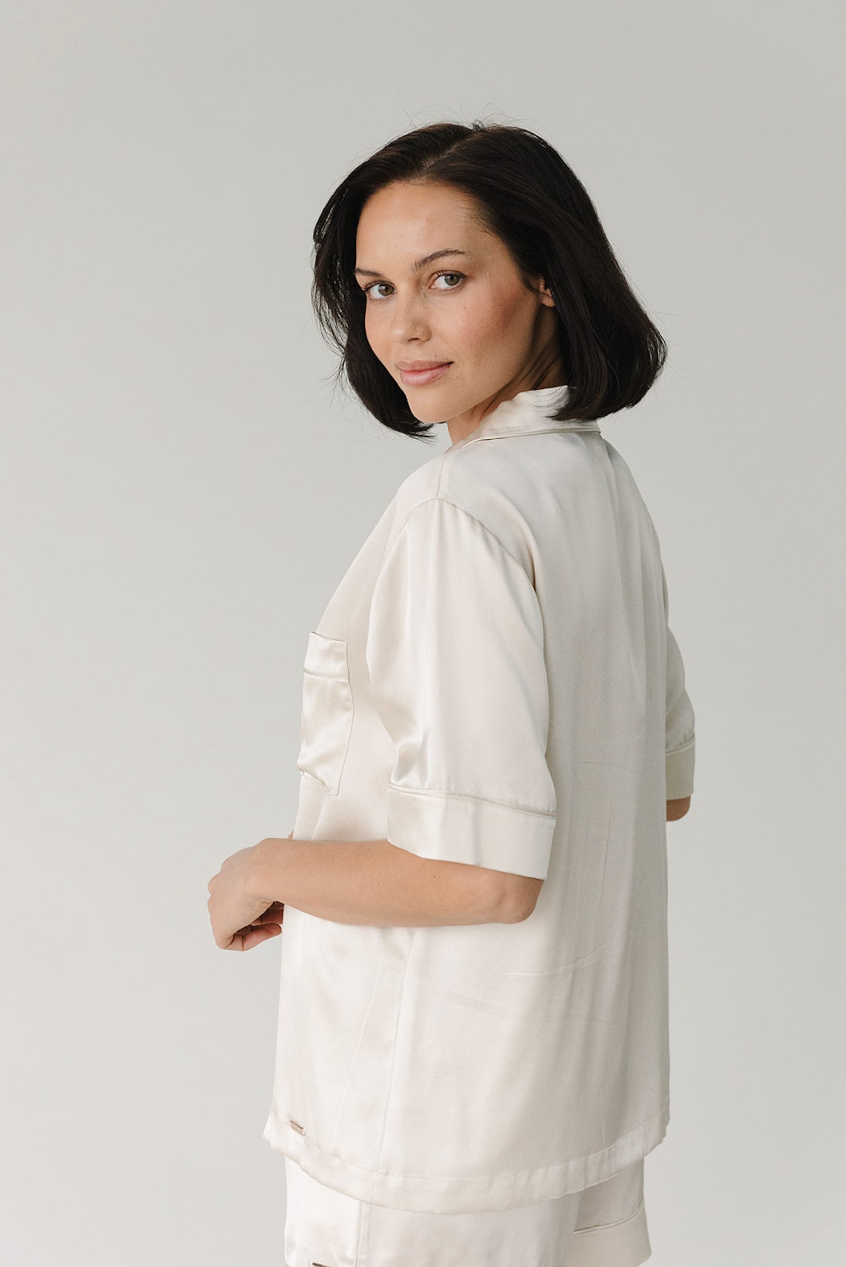 Serenity Silk Classic Short Sleeve Pajama Top - Last Chance - Image 3