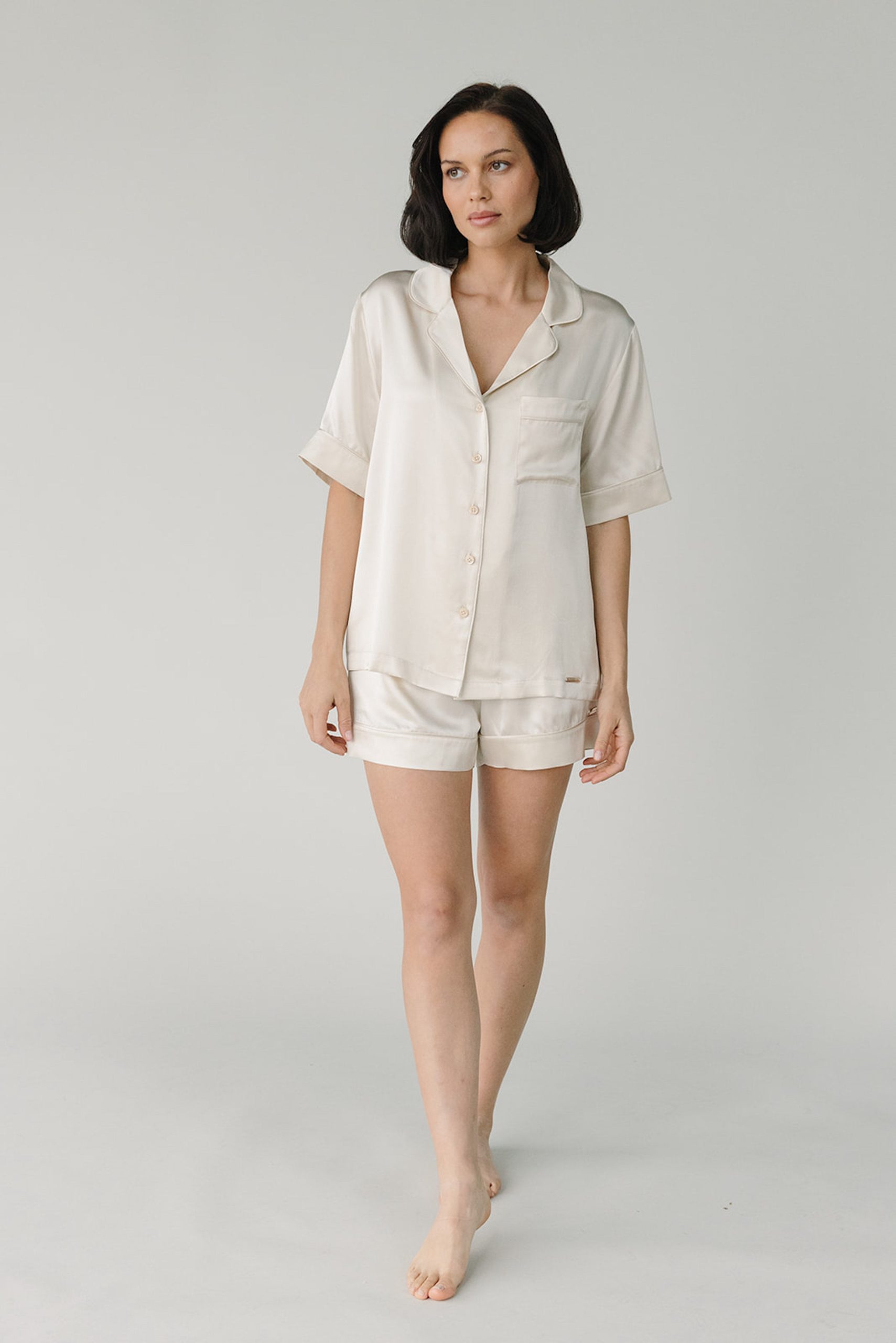 Serenity Silk Classic Short Sleeve Pajama Top - Last Chance - Image 4