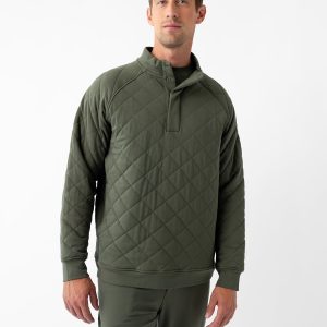 Men's Brushed Bamboo Quilted Snap Pullover - Last Chance