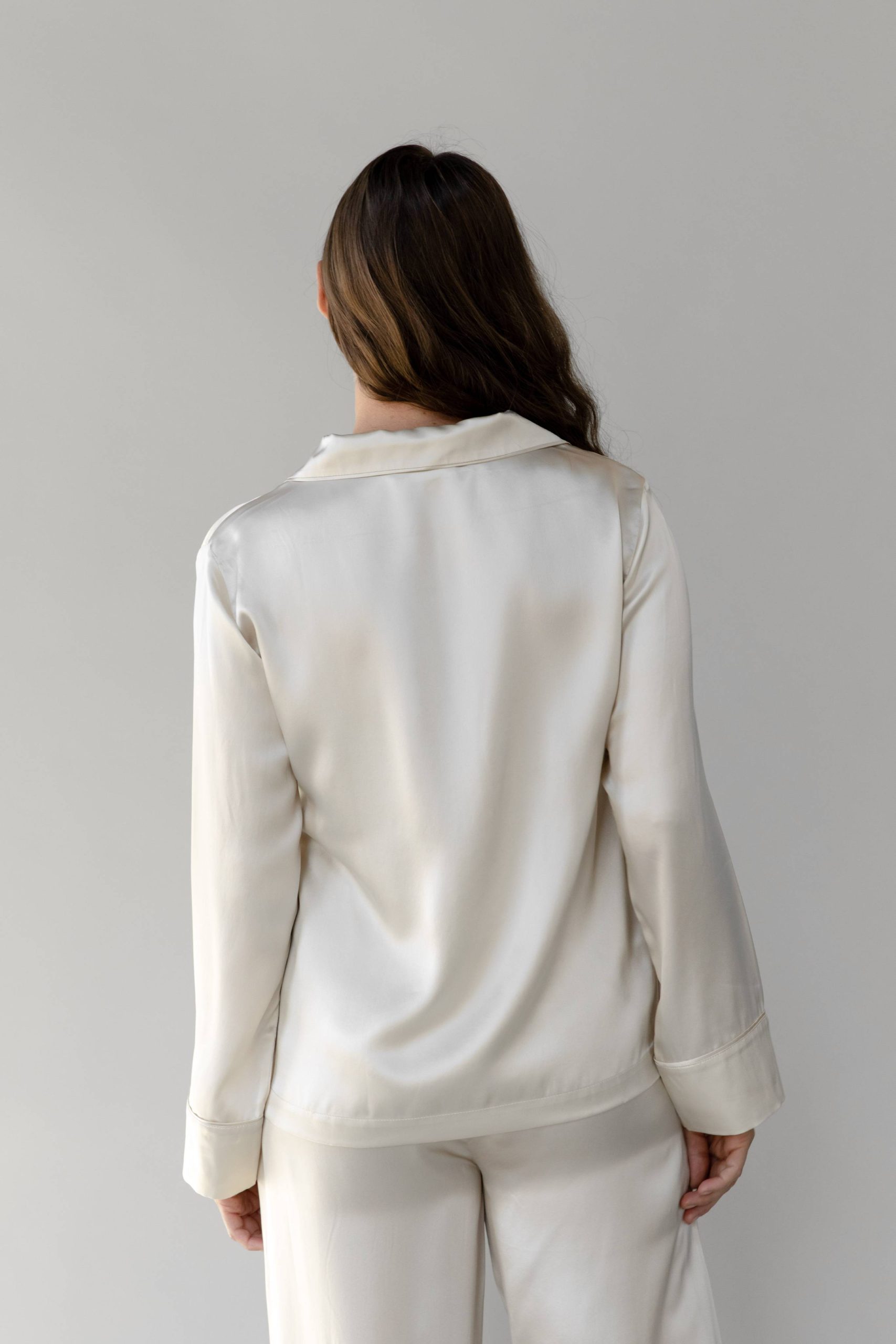 Serenity Silk Classic Long Sleeve Pajama Top - Last Chance - Image 14