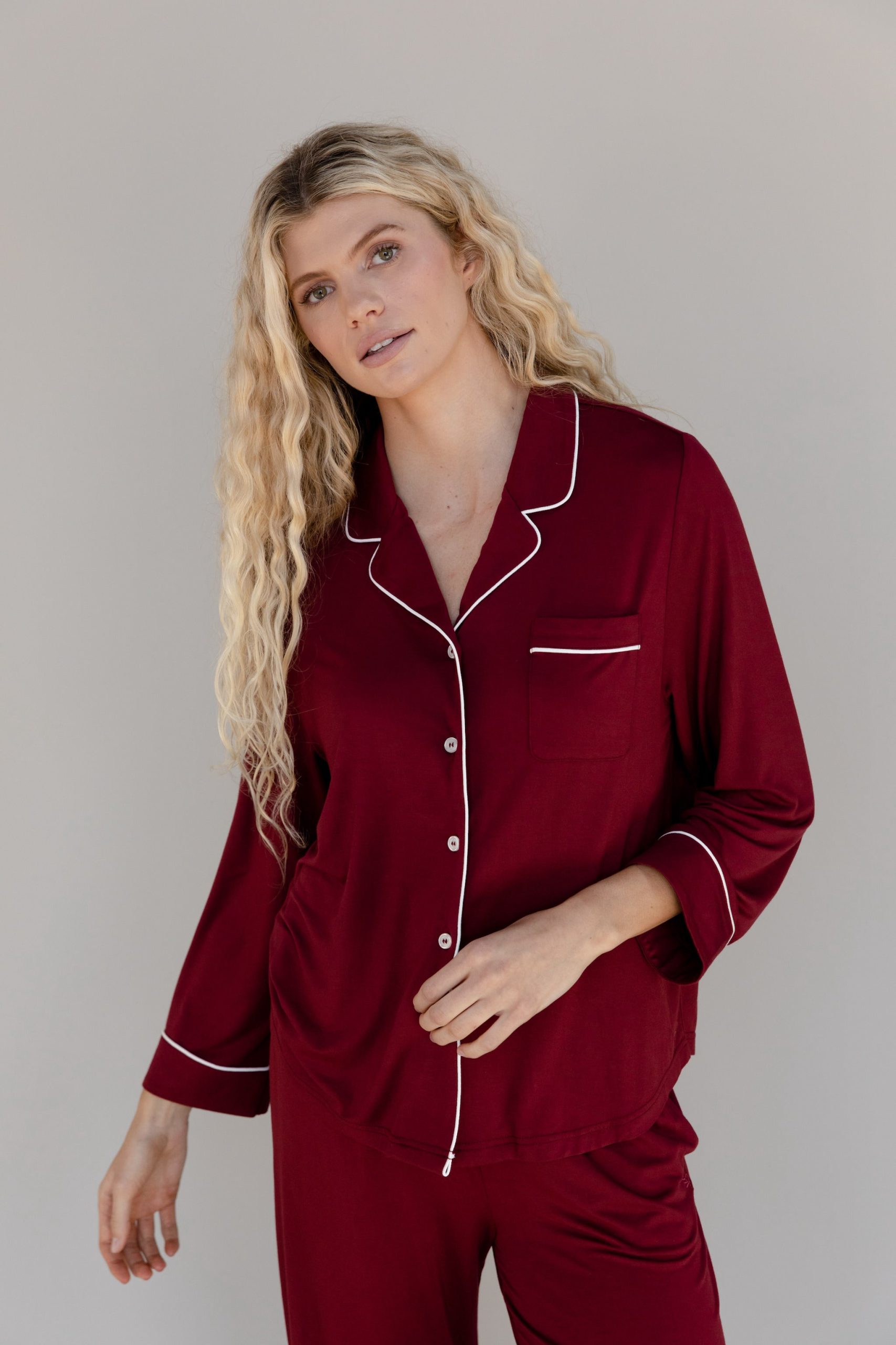 Women's Bamboo Stretch-Knit Long Sleeve Pajama Top - Last Chance - Image 25