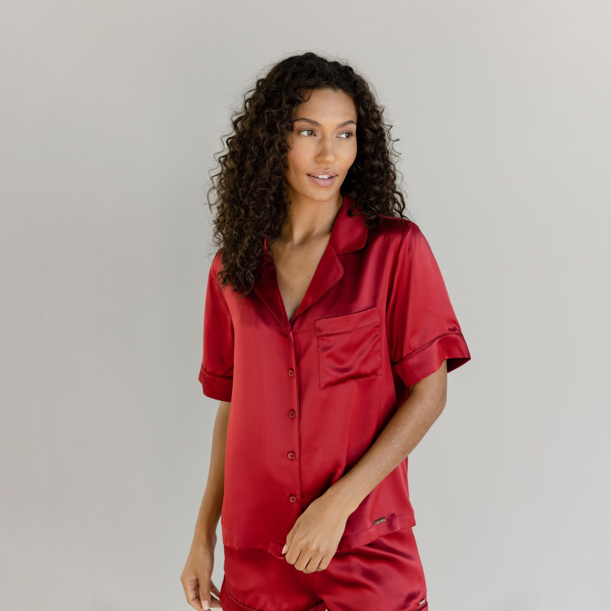 Serenity Silk Classic Short Sleeve Pajama Top - Last Chance - Image 13