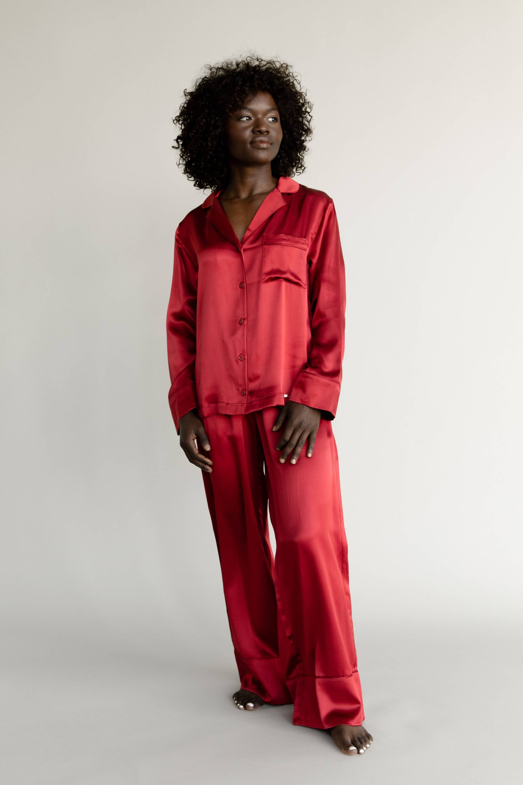 Serenity Silk Classic Long Sleeve Pajama Top - Last Chance - Image 4