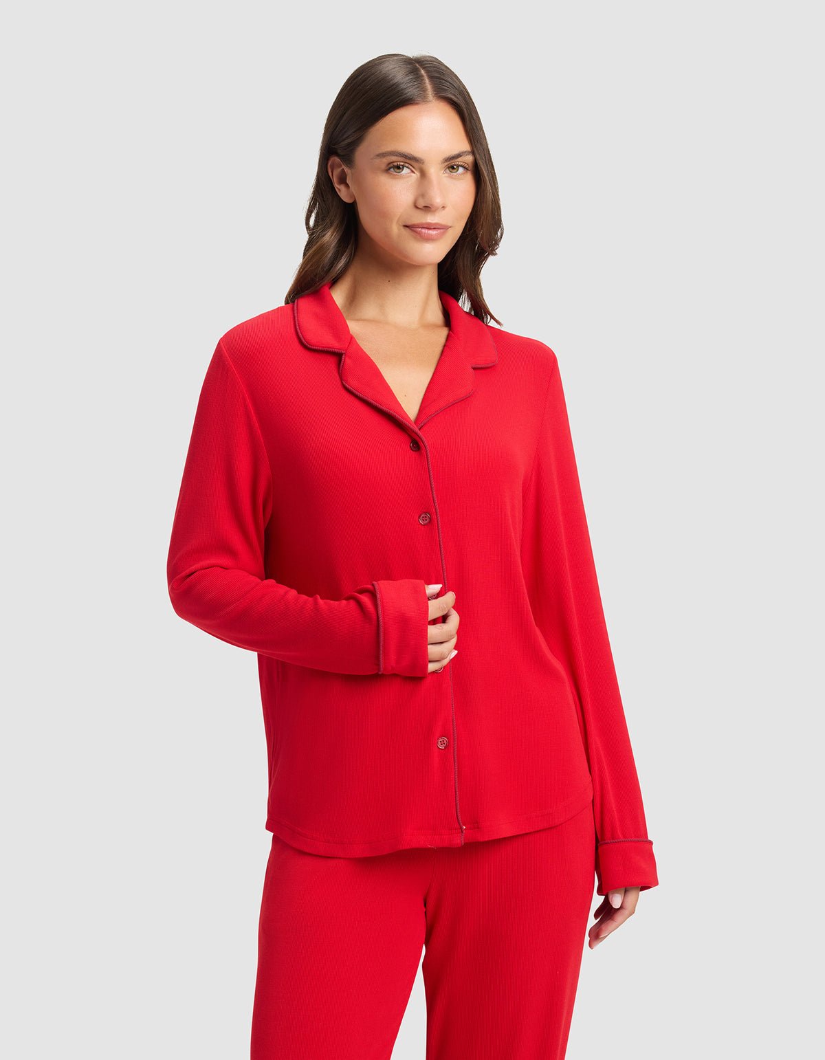 Women's Bamboo Rib-Knit Classic Long Sleeve Pajama Top - Image 7