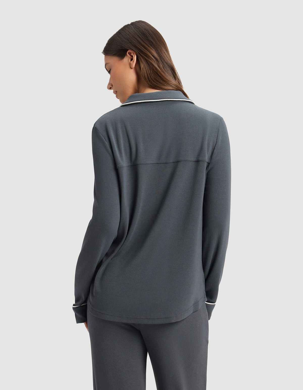 Women's Bamboo Rib-Knit Classic Long Sleeve Pajama Set - Image 7
