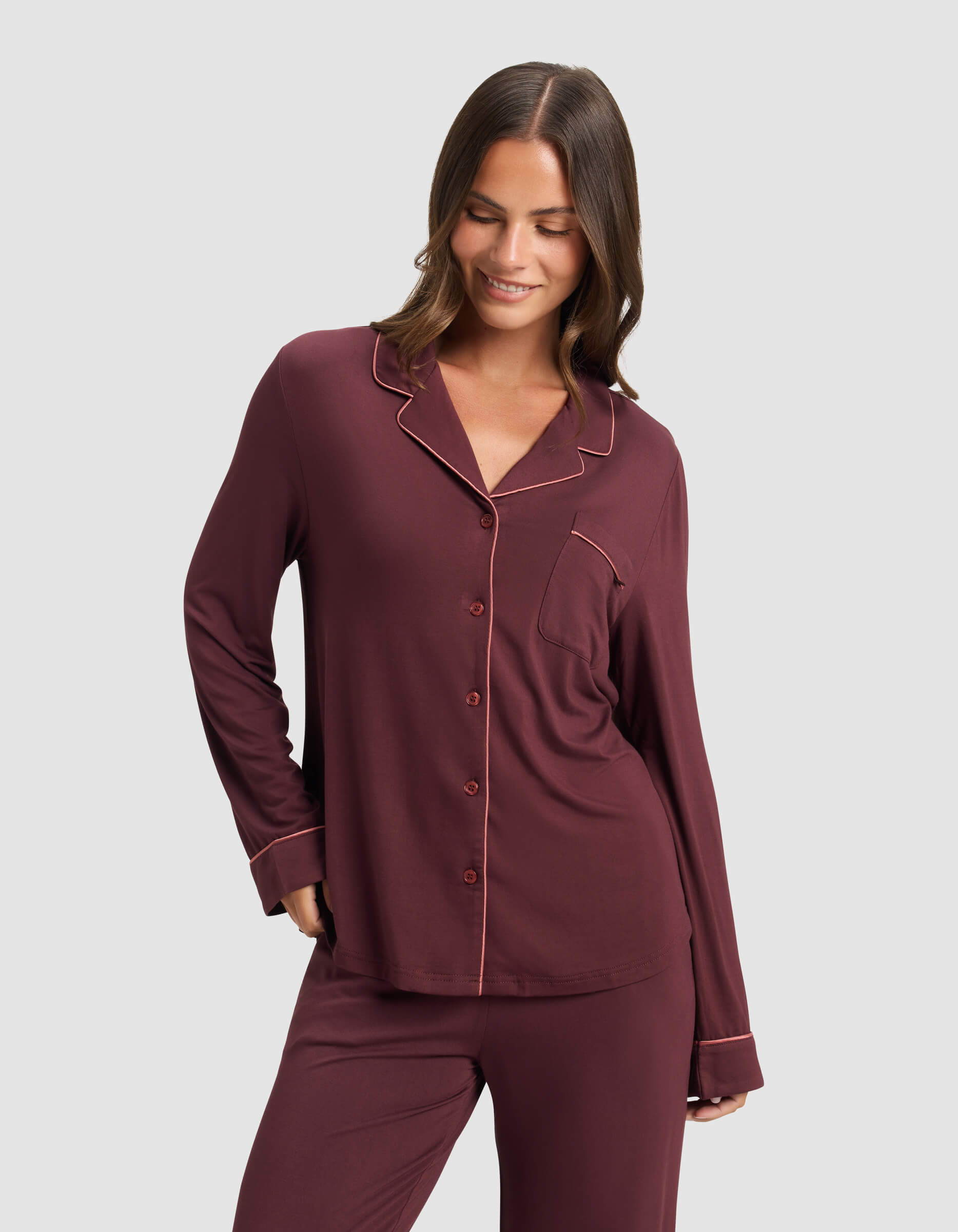 Women's Bamboo Stretch-Knit Long Sleeve Pajama Top - Image 42