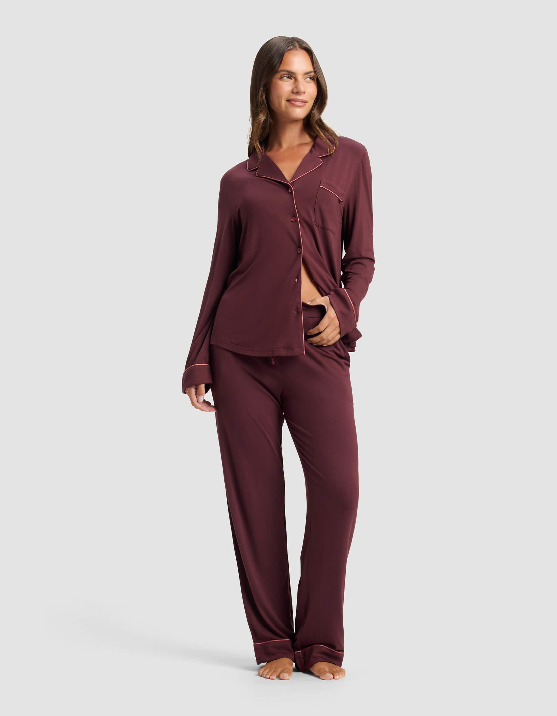 Women's Bamboo Stretch-Knit Long Sleeve Pajama Set - Image 49
