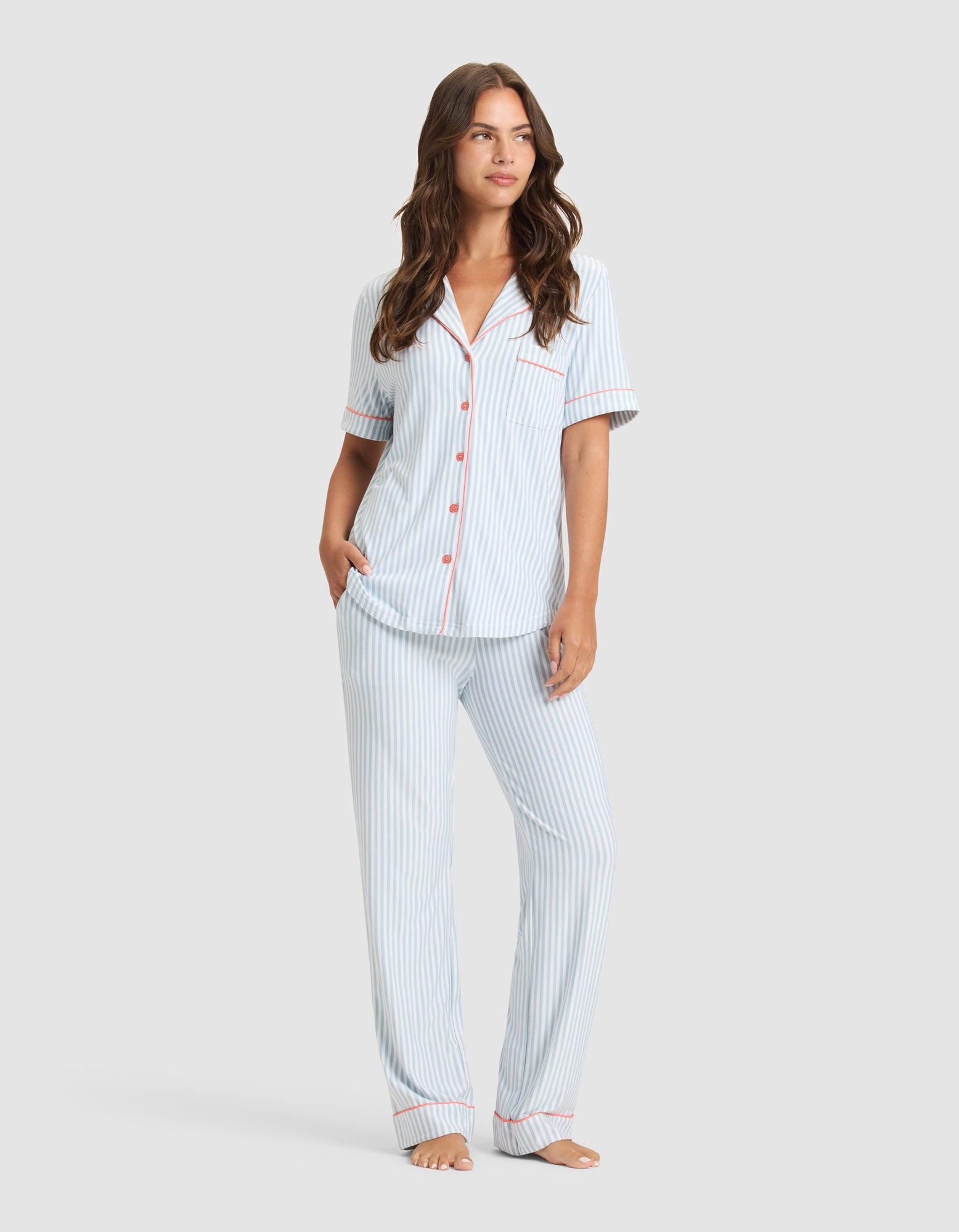 Women's Bamboo Stretch-Knit Short Sleeve & Pant Pajama Set - Last Chance - Image 102