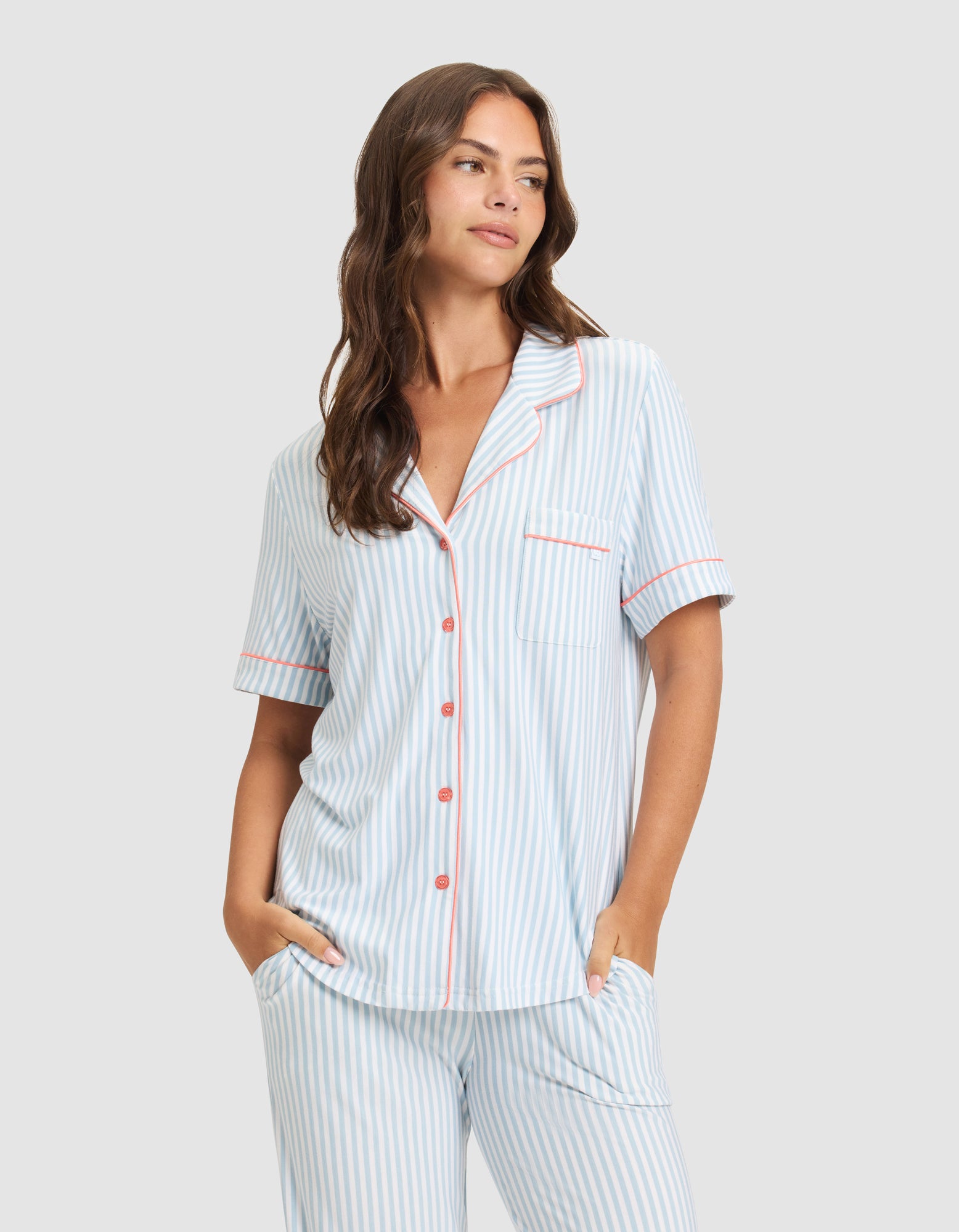 Women's Bamboo Stretch-Knit Short Sleeve & Pant Pajama Set - Last Chance - Image 106