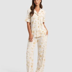 Women's Bamboo Stretch-Knit Short Sleeve & Pant Pajama Set - Last Chance