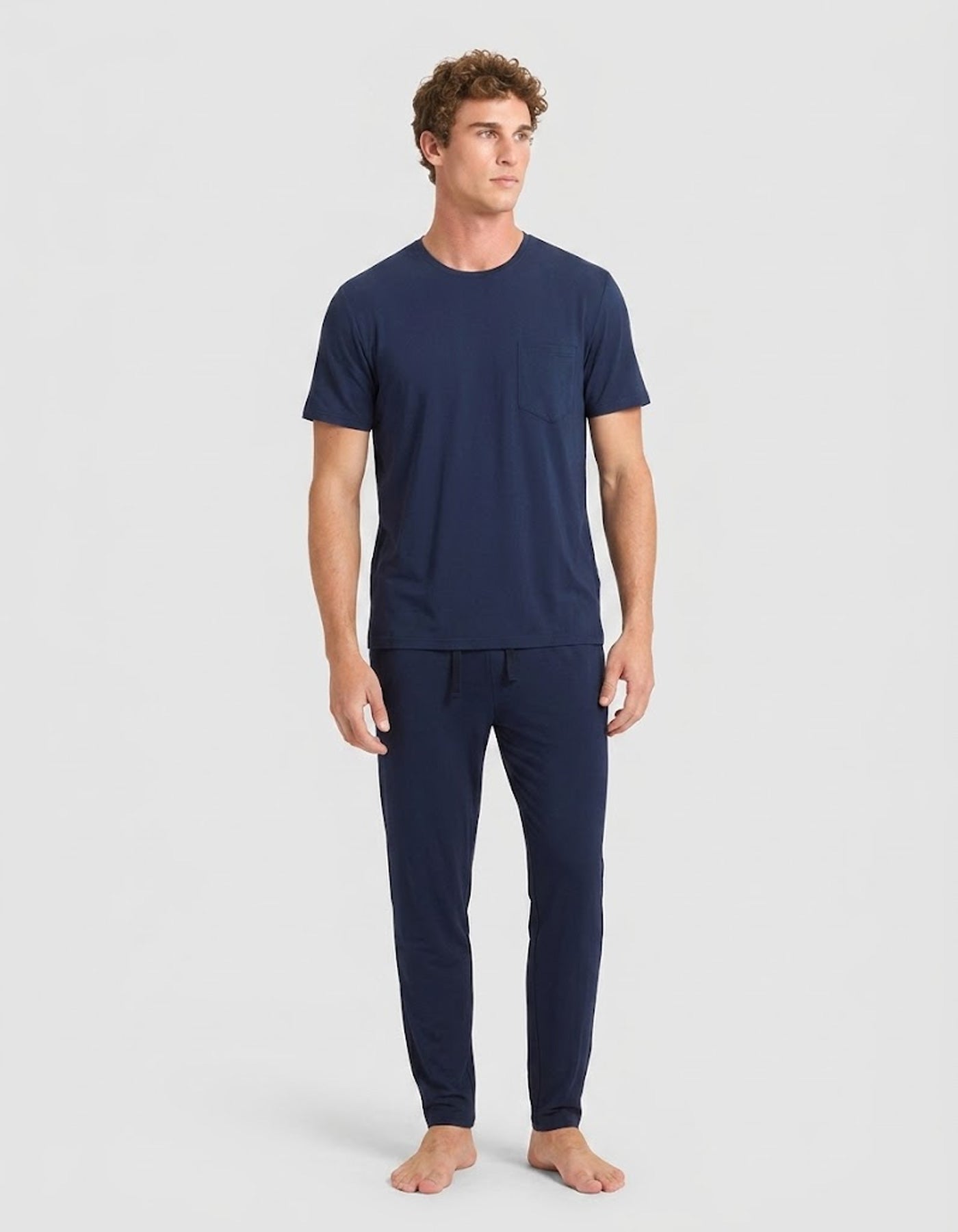 Men's Bamboo Stretch-Knit Short Sleeve Tee & Pant Pajama Set - Image 16