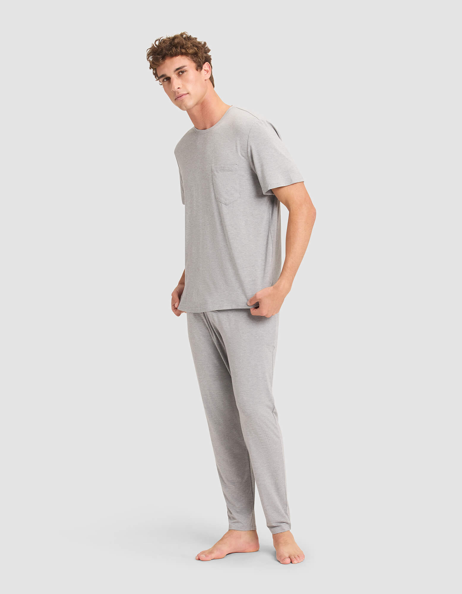 Men's Bamboo Stretch-Knit Short Sleeve Tee & Pant Pajama Set - Image 11