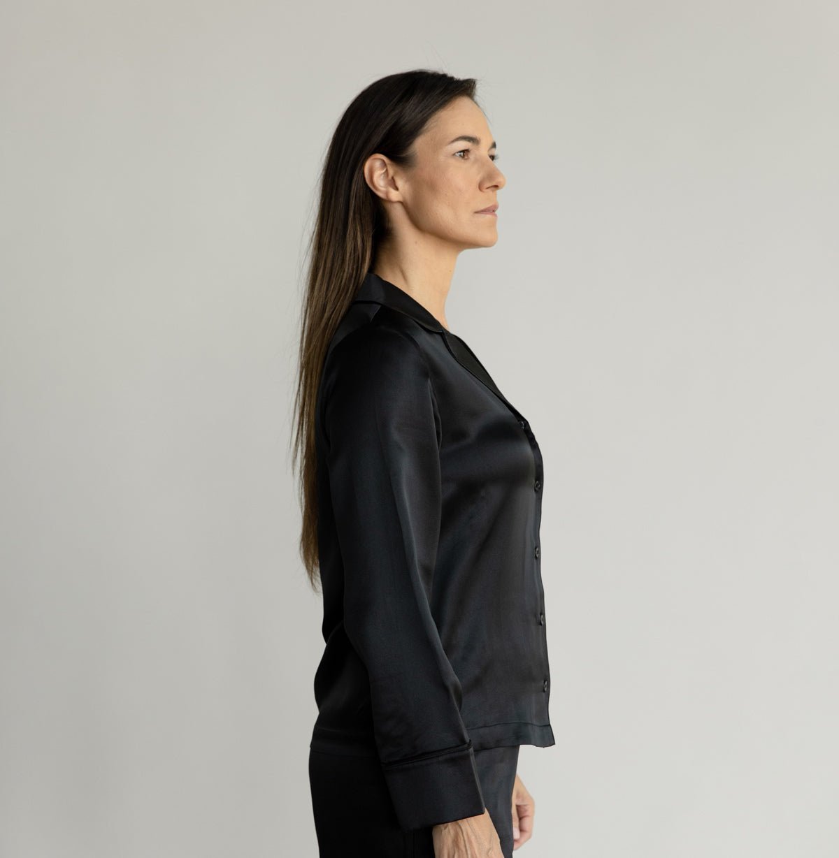 Serenity Silk Classic Long Sleeve Pajama Top - Last Chance - Image 12