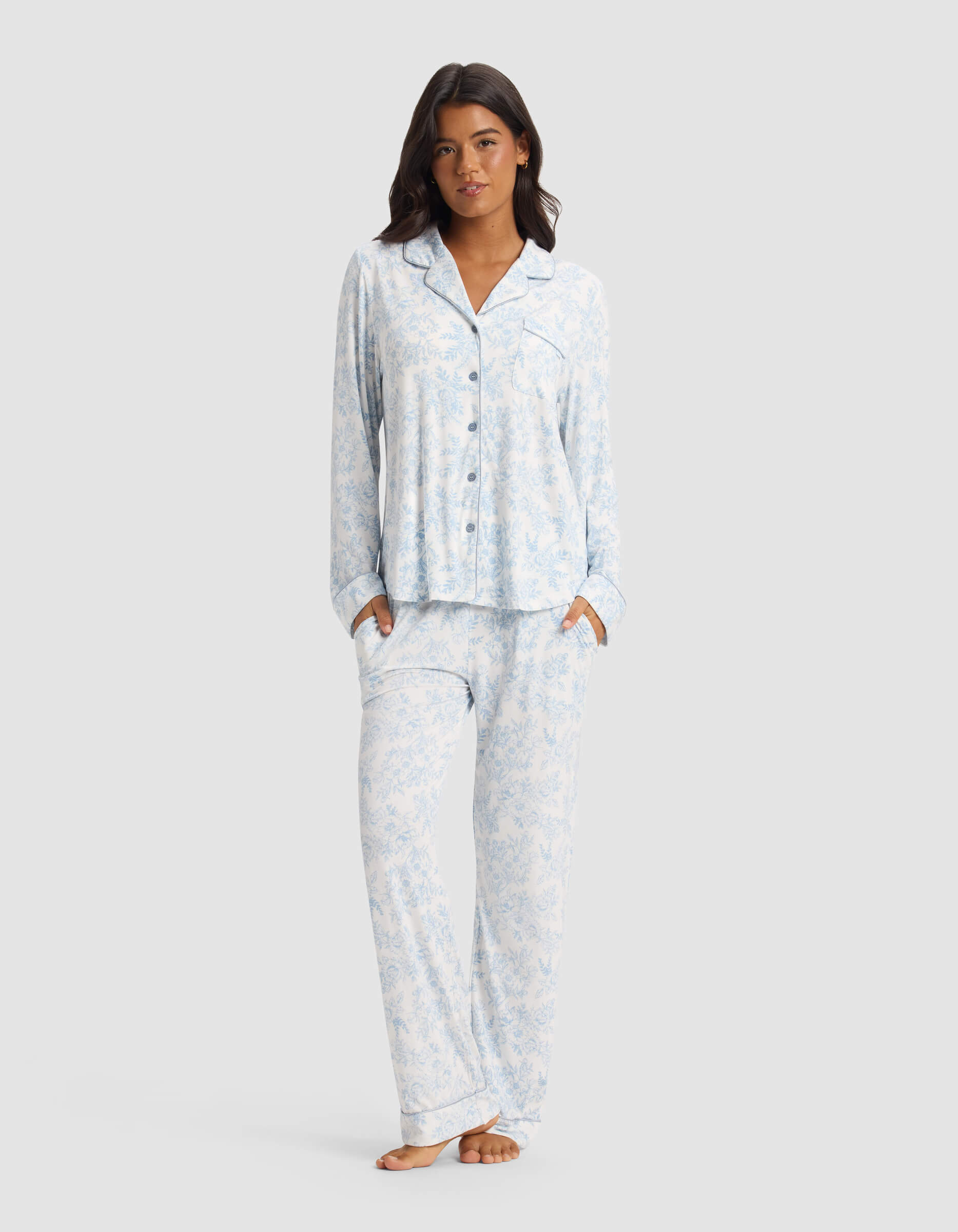 Women's Bamboo Stretch-Knit Long Sleeve Pajama Set - Image 67