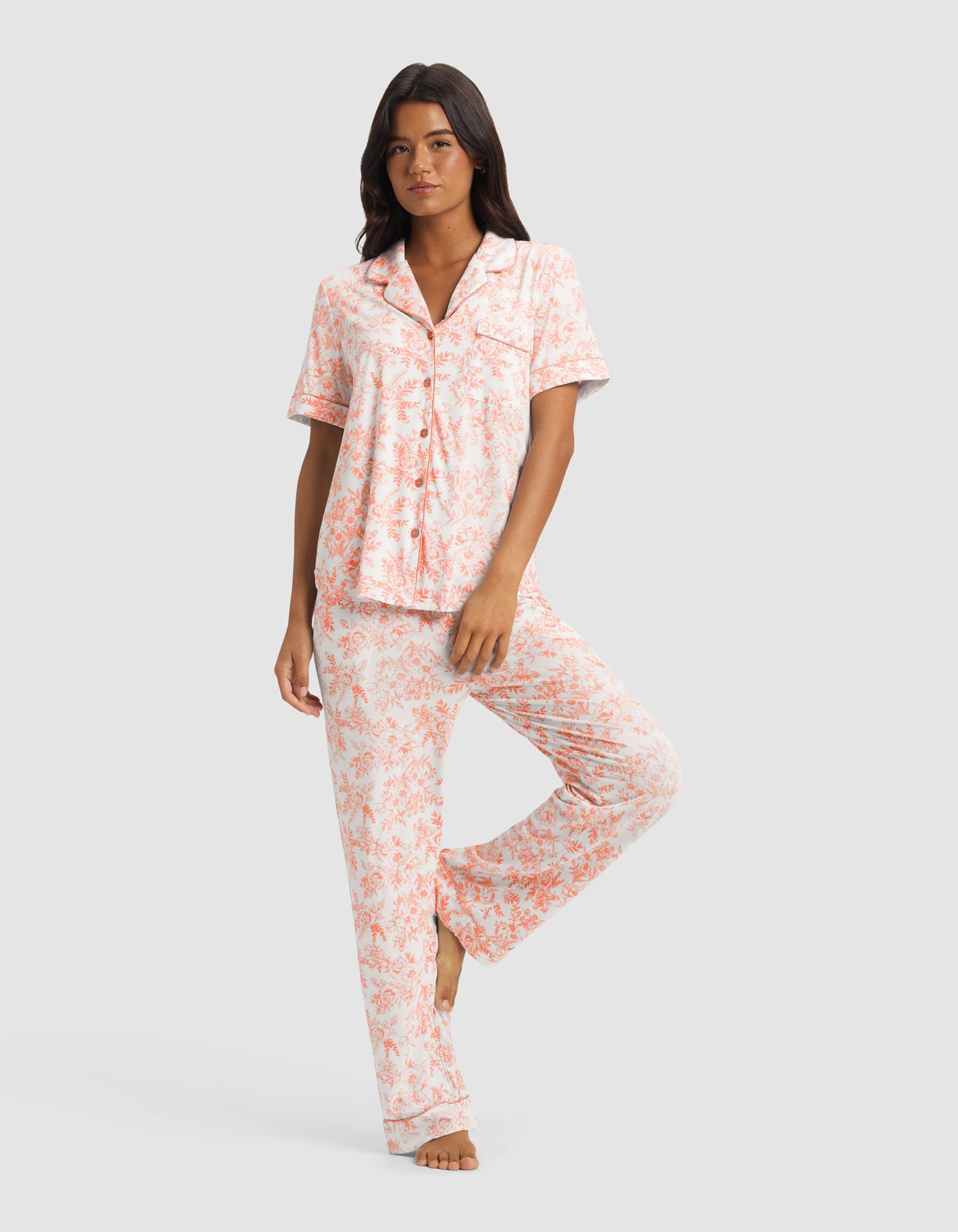 Women's Bamboo Stretch-Knit Short Sleeve & Pant Pajama Set - Image 4