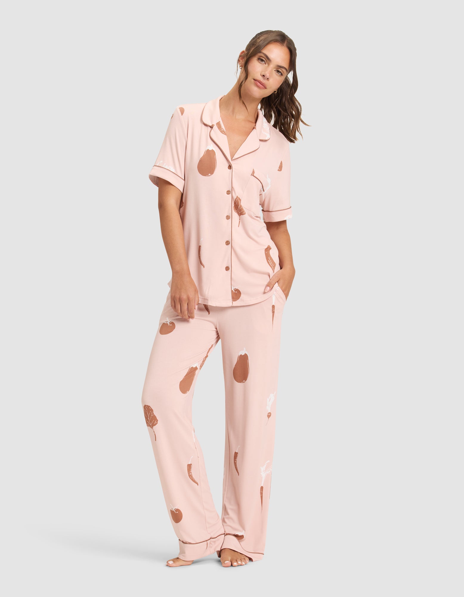 Women's Bamboo Stretch-Knit Short Sleeve & Pant Pajama Set - Last Chance - Image 7