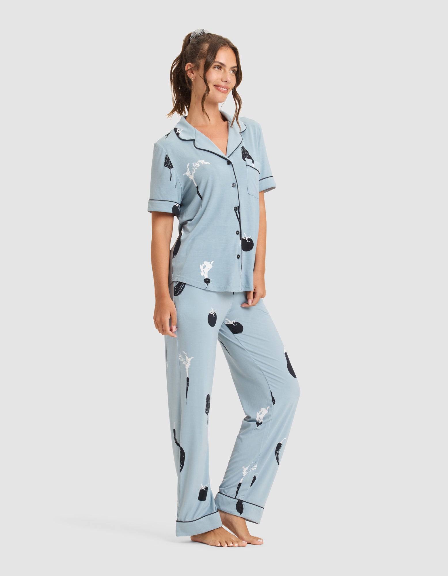 Women's Bamboo Stretch-Knit Short Sleeve & Pant Pajama Set - Last Chance - Image 27