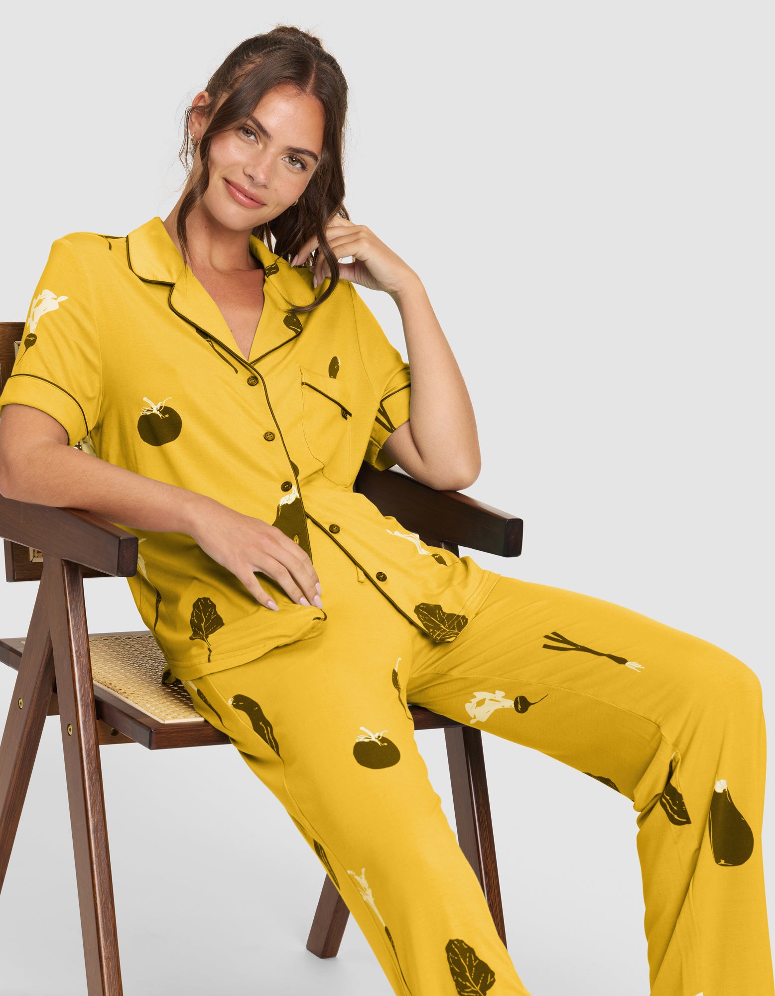Women's Bamboo Stretch-Knit Short Sleeve & Pant Pajama Set - Last Chance - Image 40