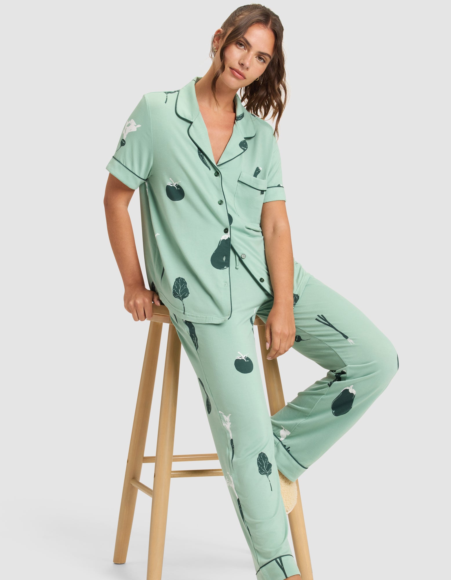 Women's Bamboo Stretch-Knit Short Sleeve & Pant Pajama Set - Last Chance - Image 12