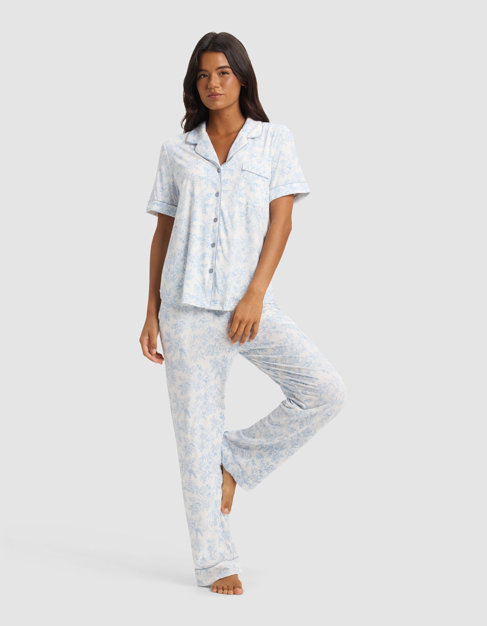 Women's Bamboo Stretch-Knit Short Sleeve & Pant Pajama Set - Last Chance - Image 73