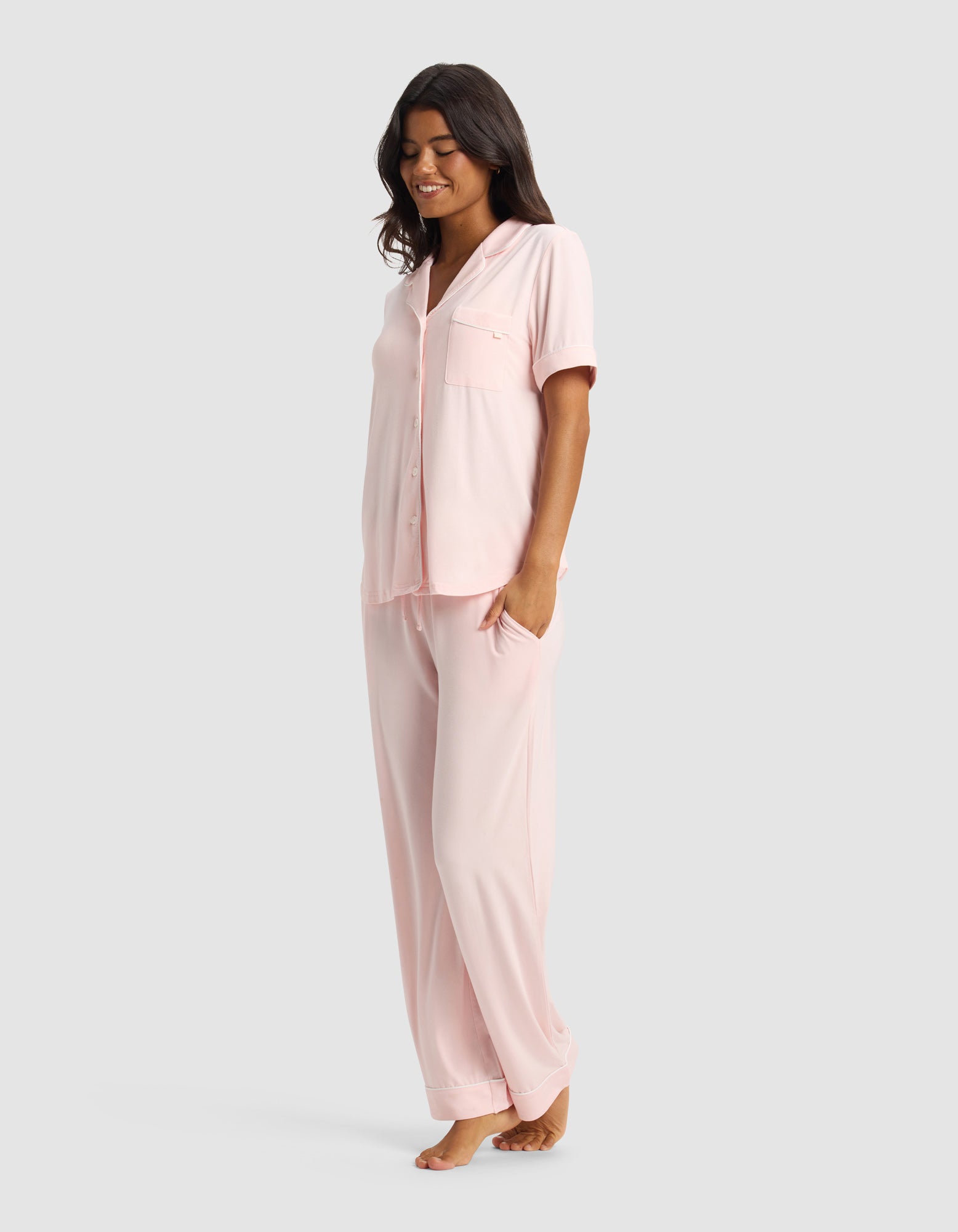 Women's Bamboo Stretch-Knit Short Sleeve & Pant Pajama Set - Last Chance - Image 81