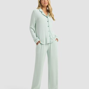 Women's Bamboo Rib-Knit Classic Long Sleeve Pajama Set