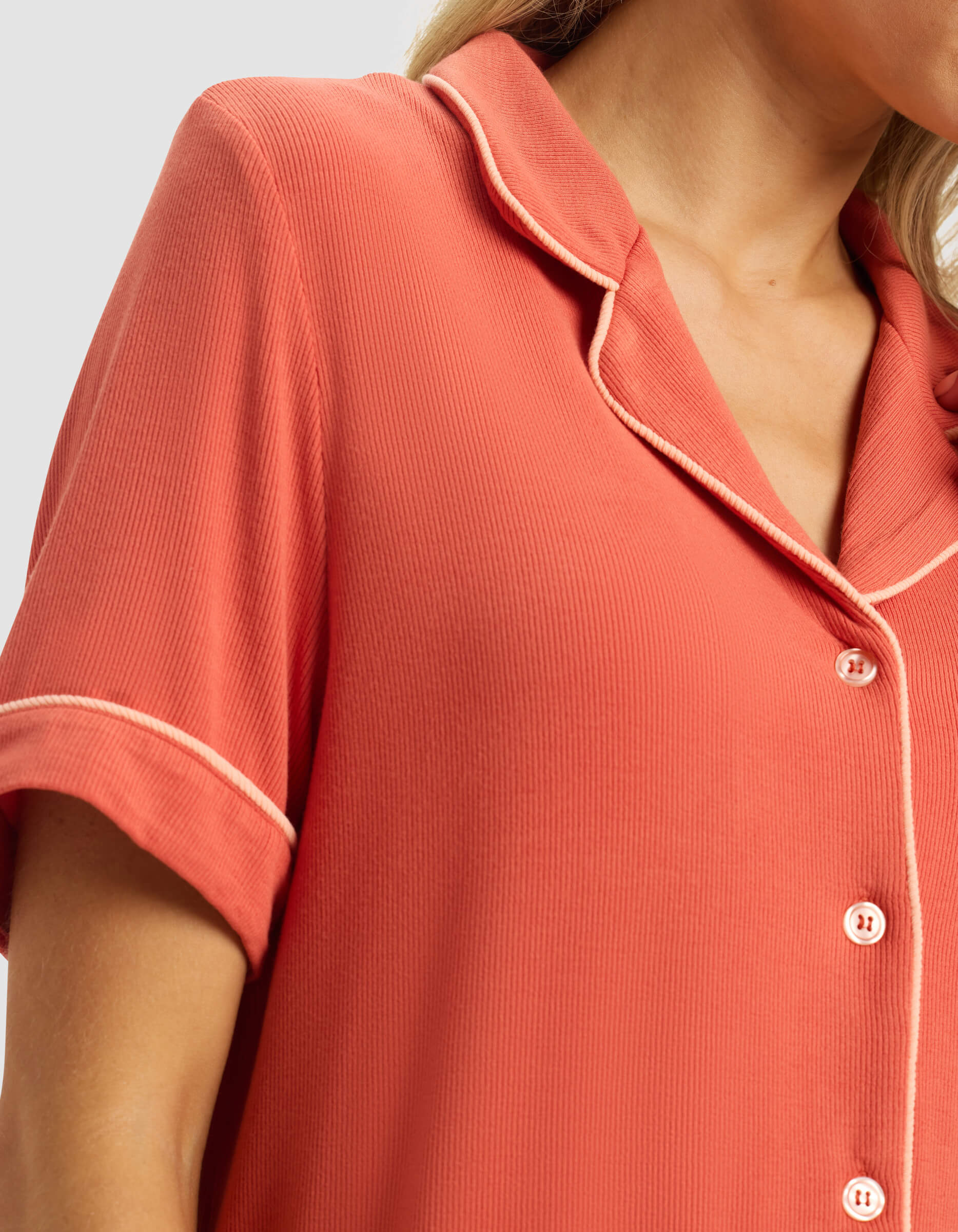 Women's Rib-Knit Classic Short Sleeve & Pant Pajama Set - Image 12