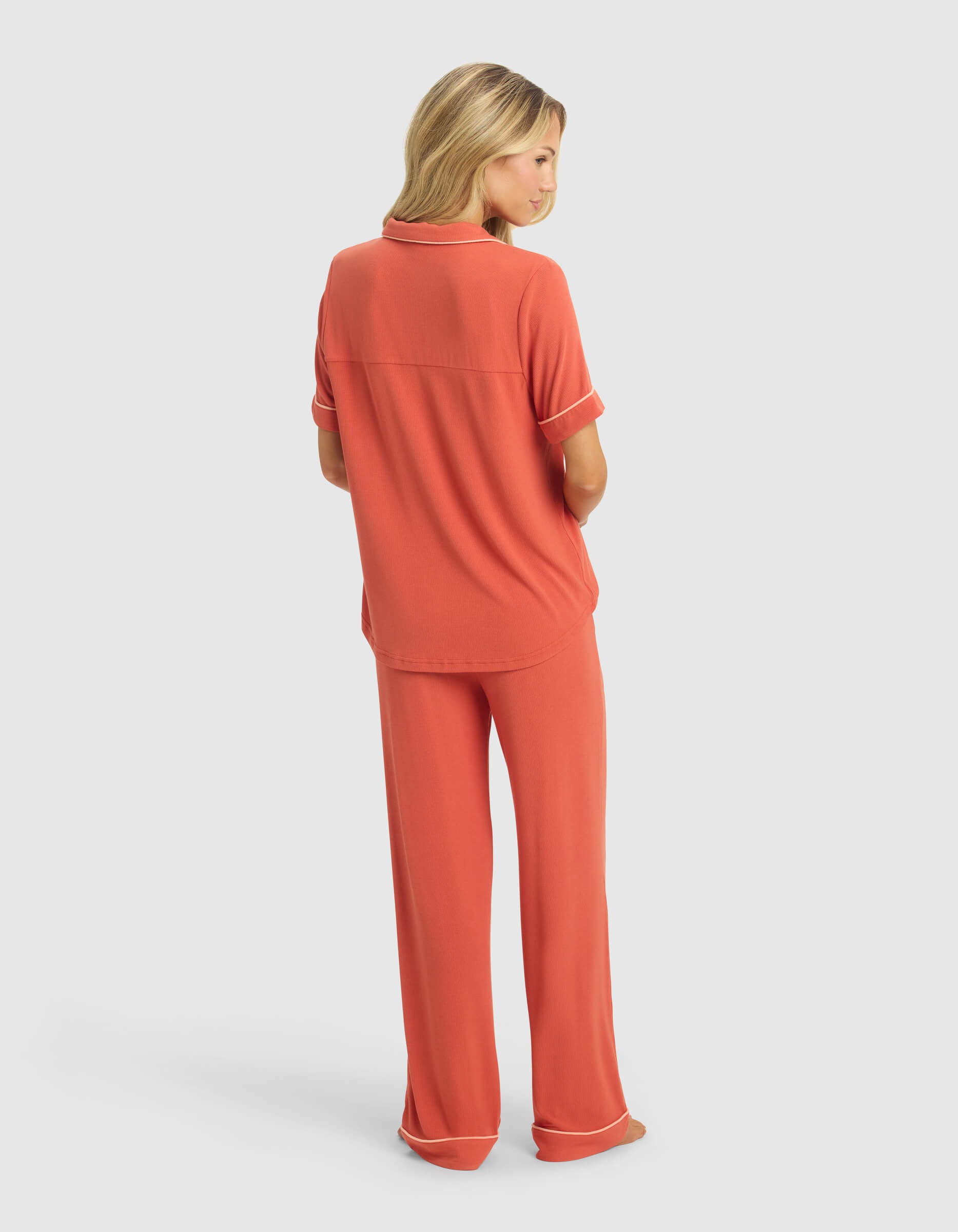 Women's Rib-Knit Classic Short Sleeve & Pant Pajama Set - Image 10