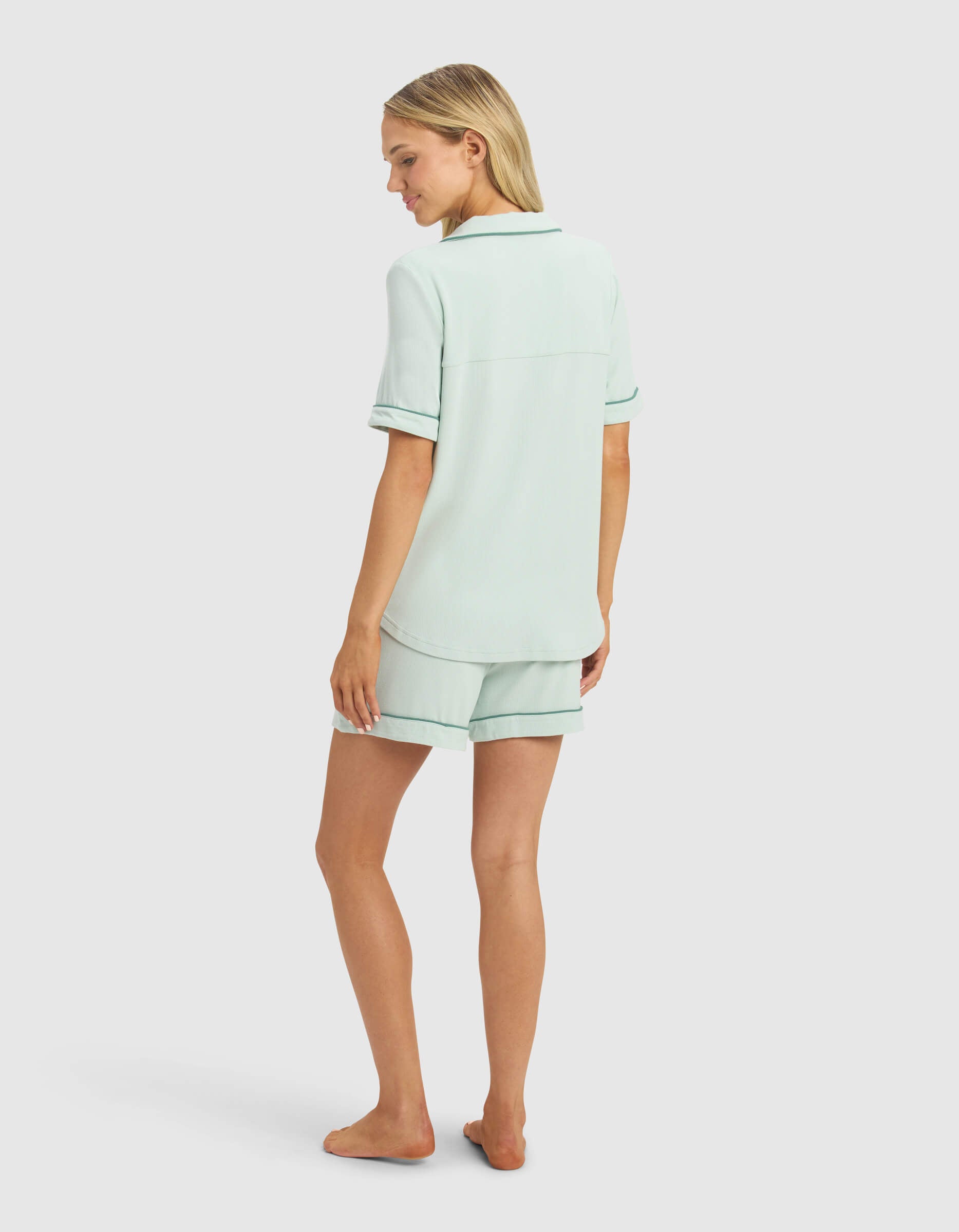 Women's Bamboo Rib-Knit Classic Short Sleeve Pajama Set - Image 9
