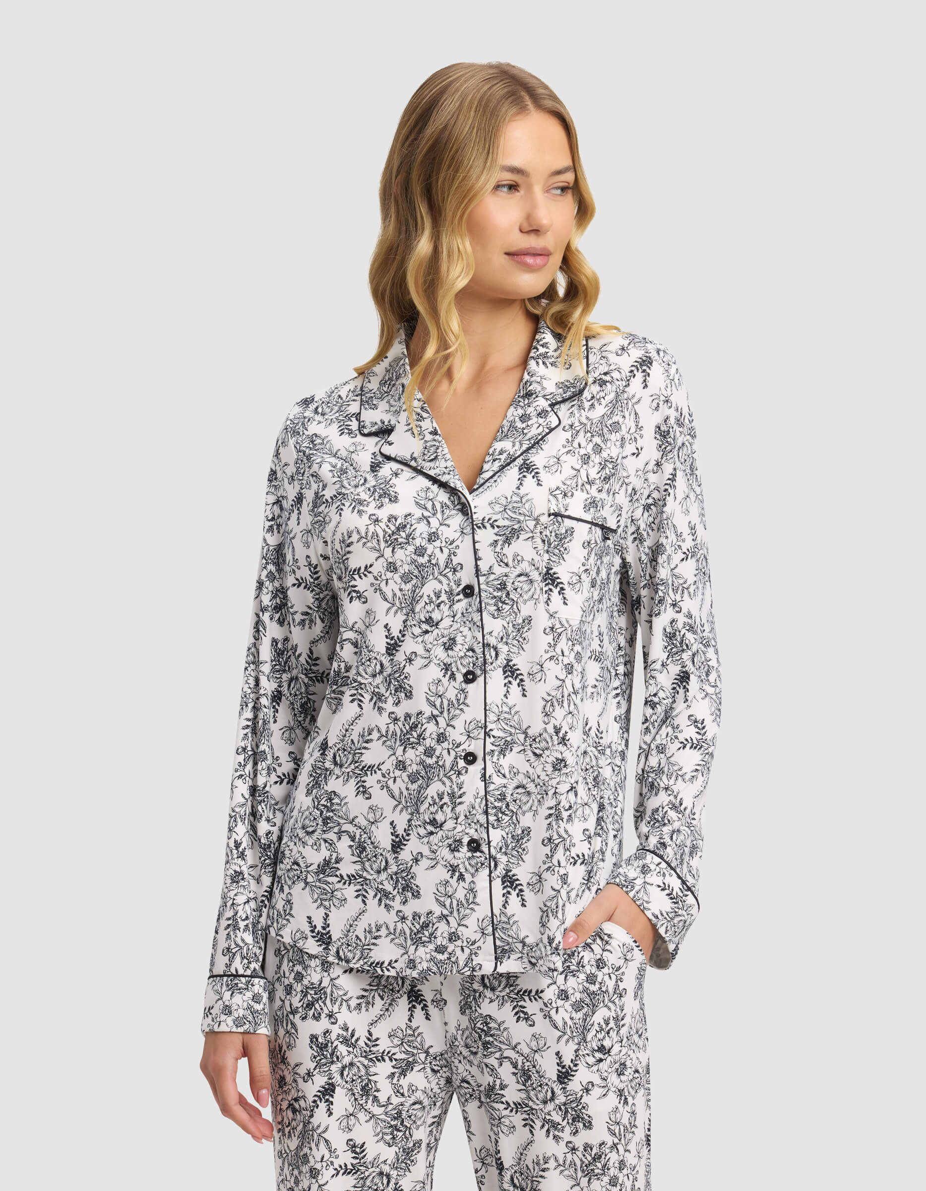Women's Bamboo Stretch-Knit Long Sleeve Pajama Top - Image 7