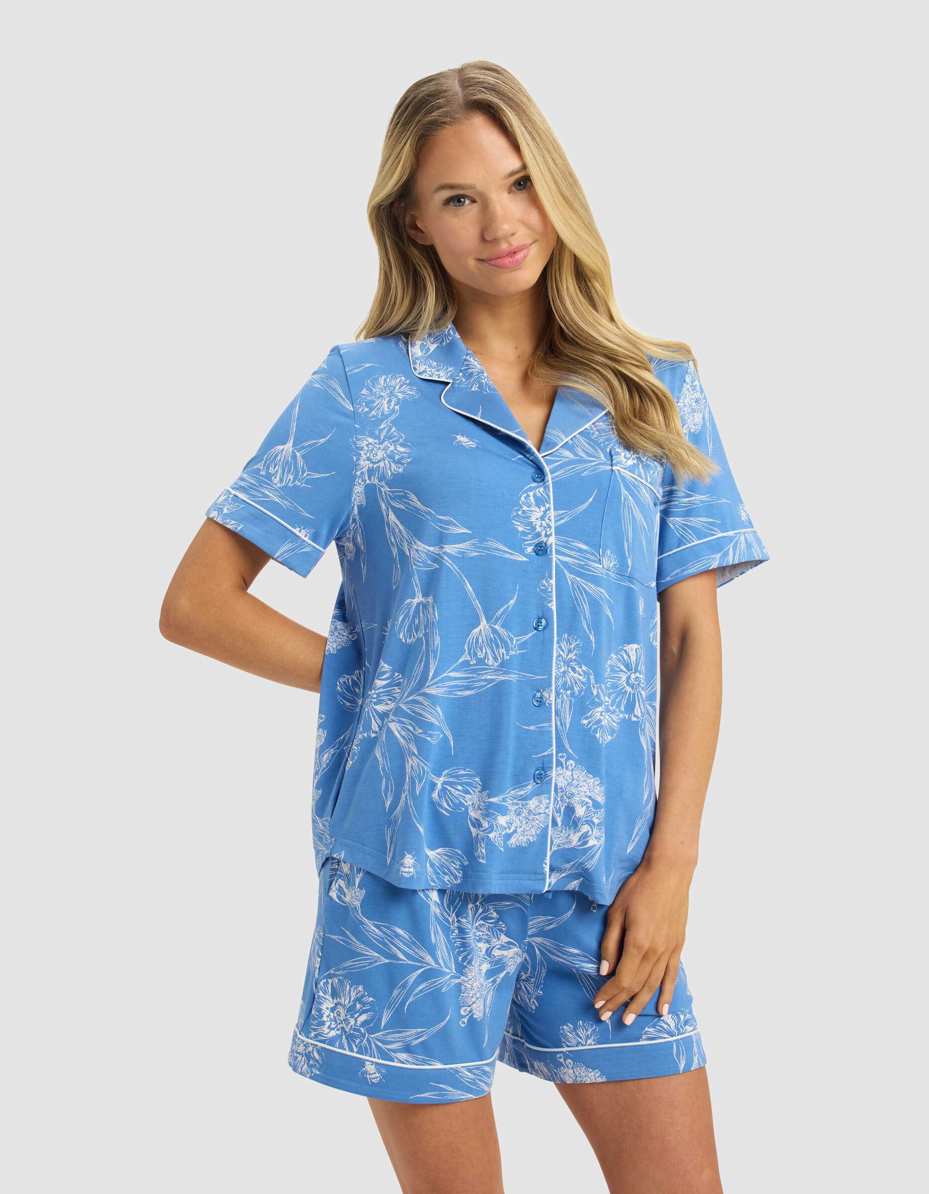Women's Bamboo Stretch-Knit Short Sleeve Pajama Set - Image 83