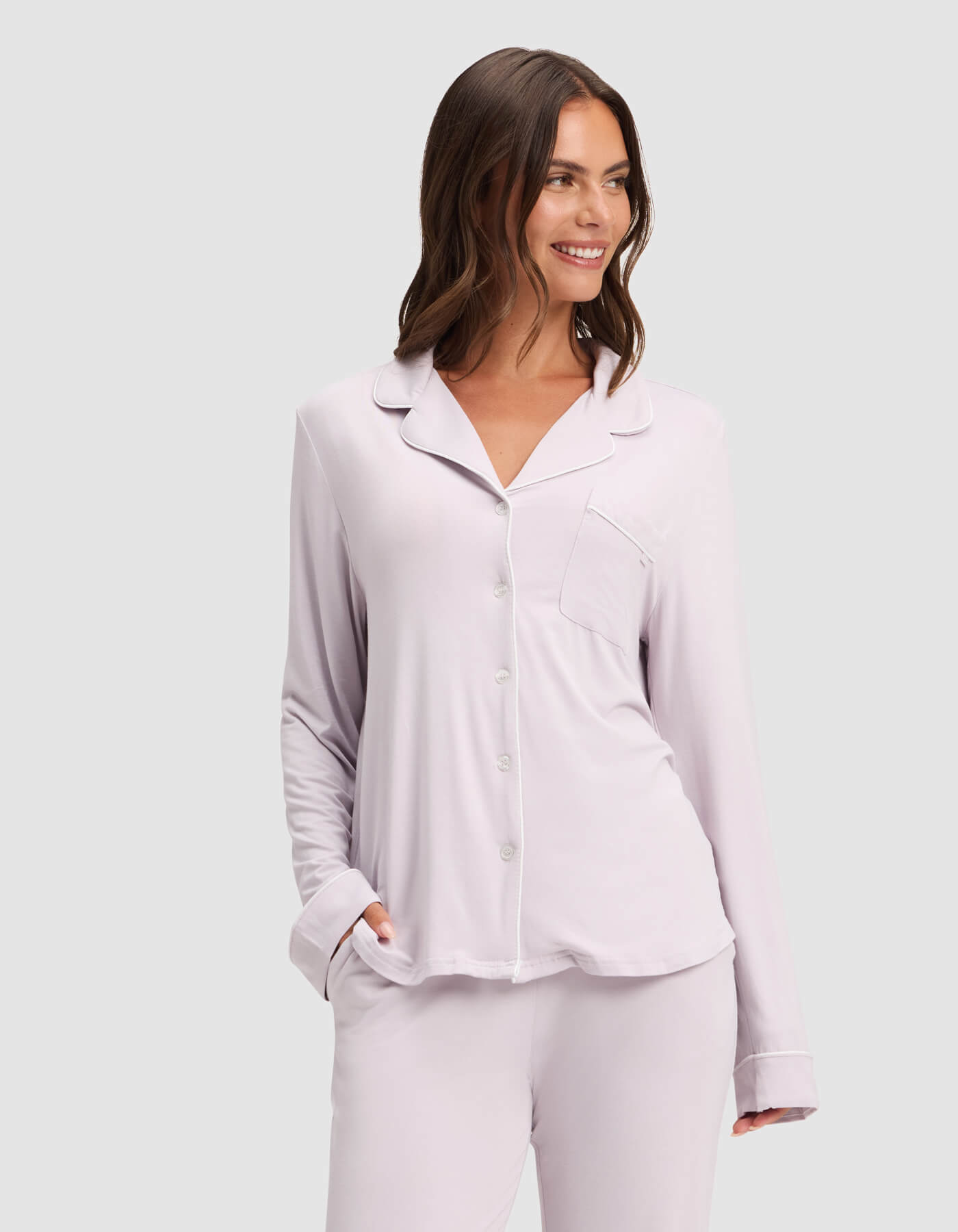 Women's Bamboo Stretch-Knit Long Sleeve Pajama Top - Image 3