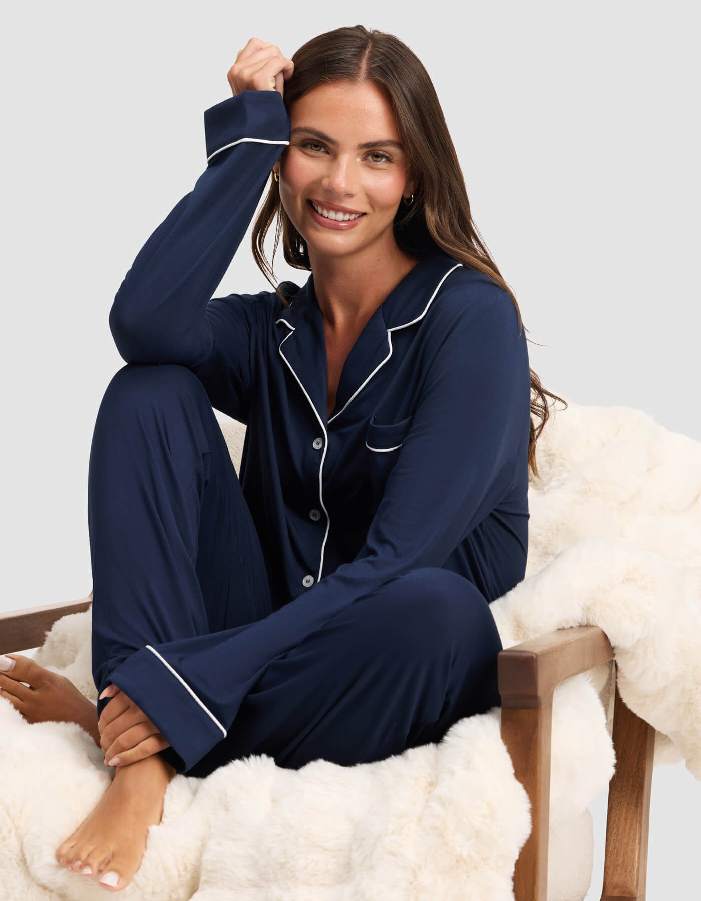 Women's Bamboo Stretch-Knit Long Sleeve Pajama Top - Image 12