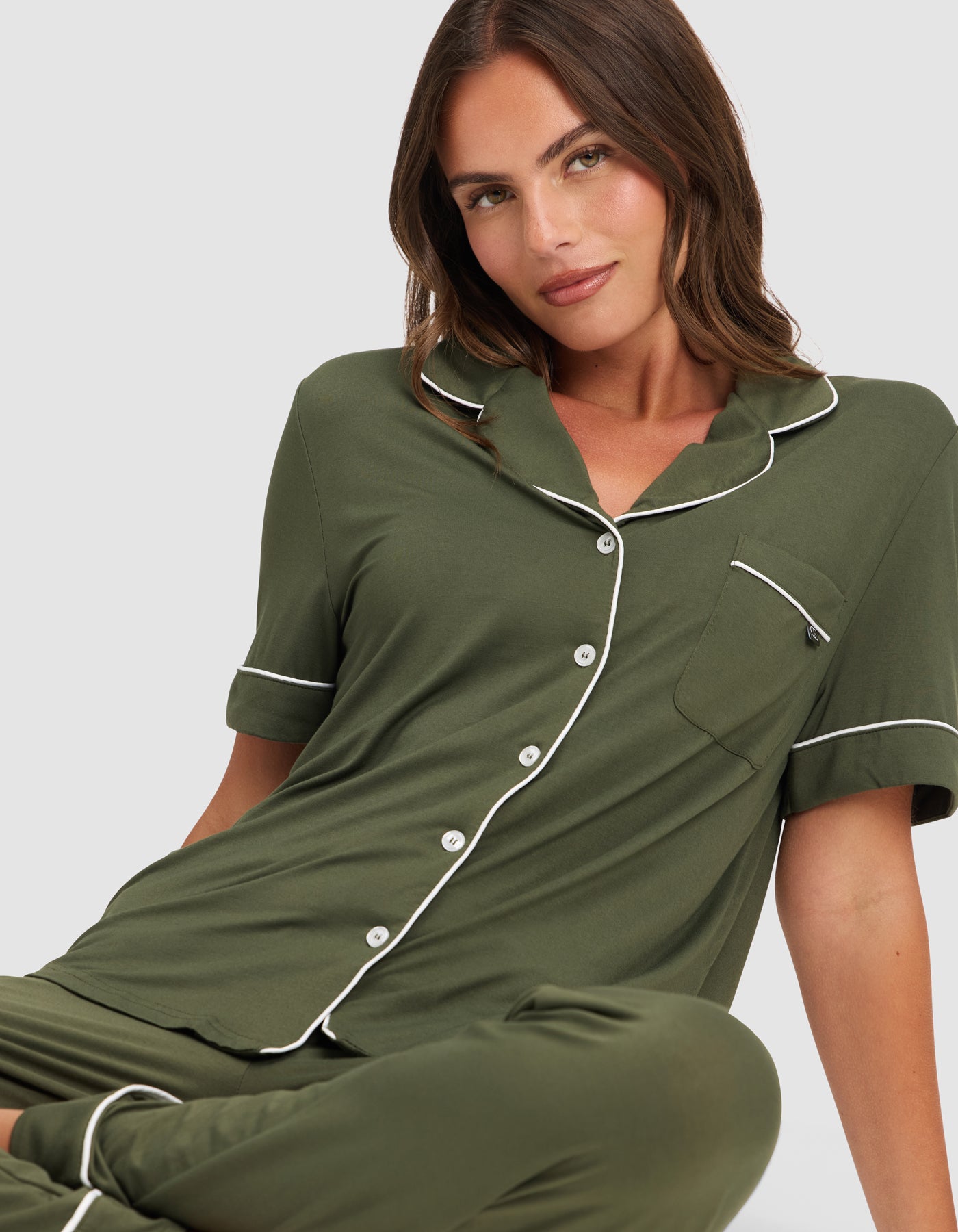 Women's Bamboo Stretch-Knit Short Sleeve & Pant Pajama Set - Last Chance - Image 53