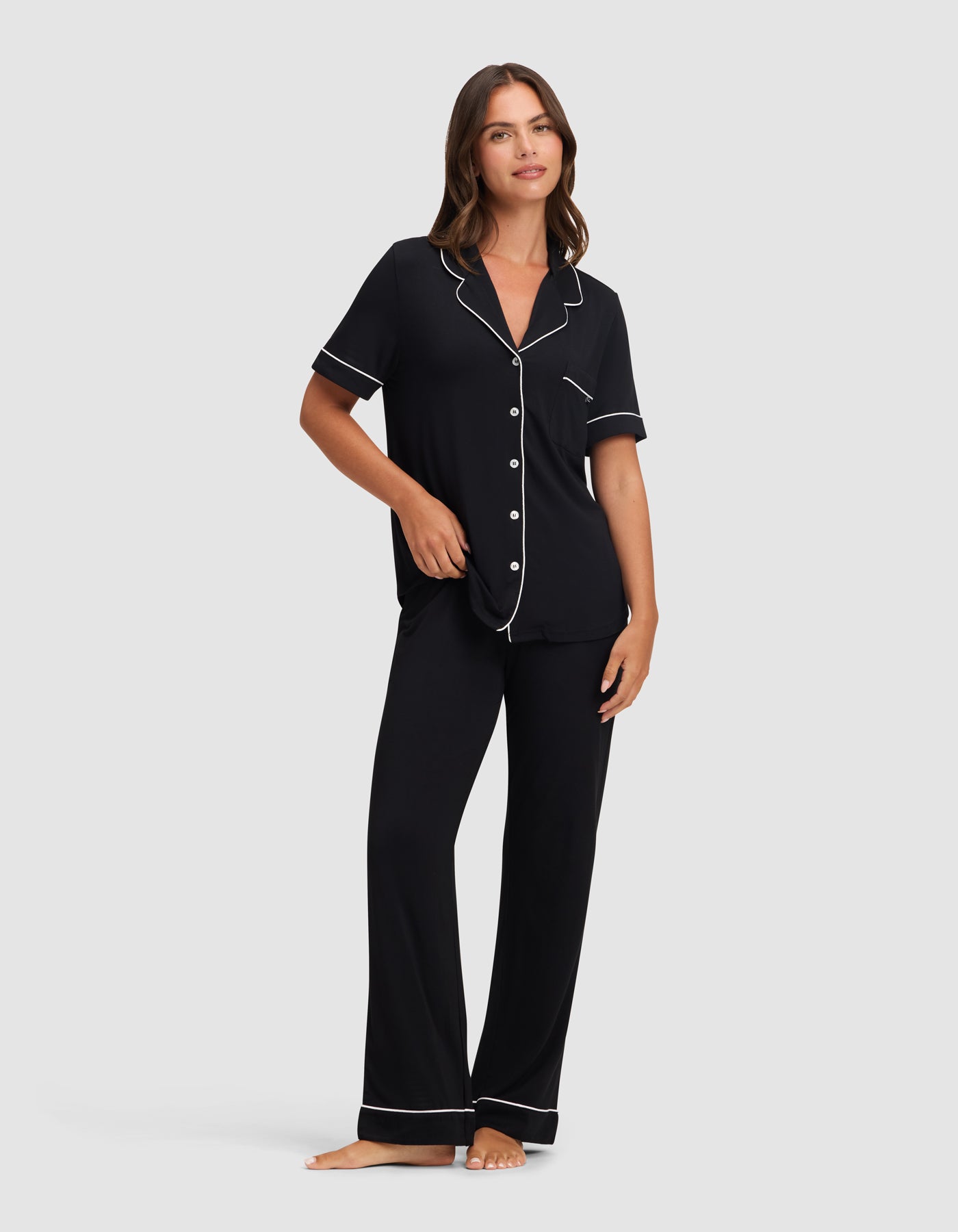 Women's Bamboo Stretch-Knit Short Sleeve & Pant Pajama Set - Image 24