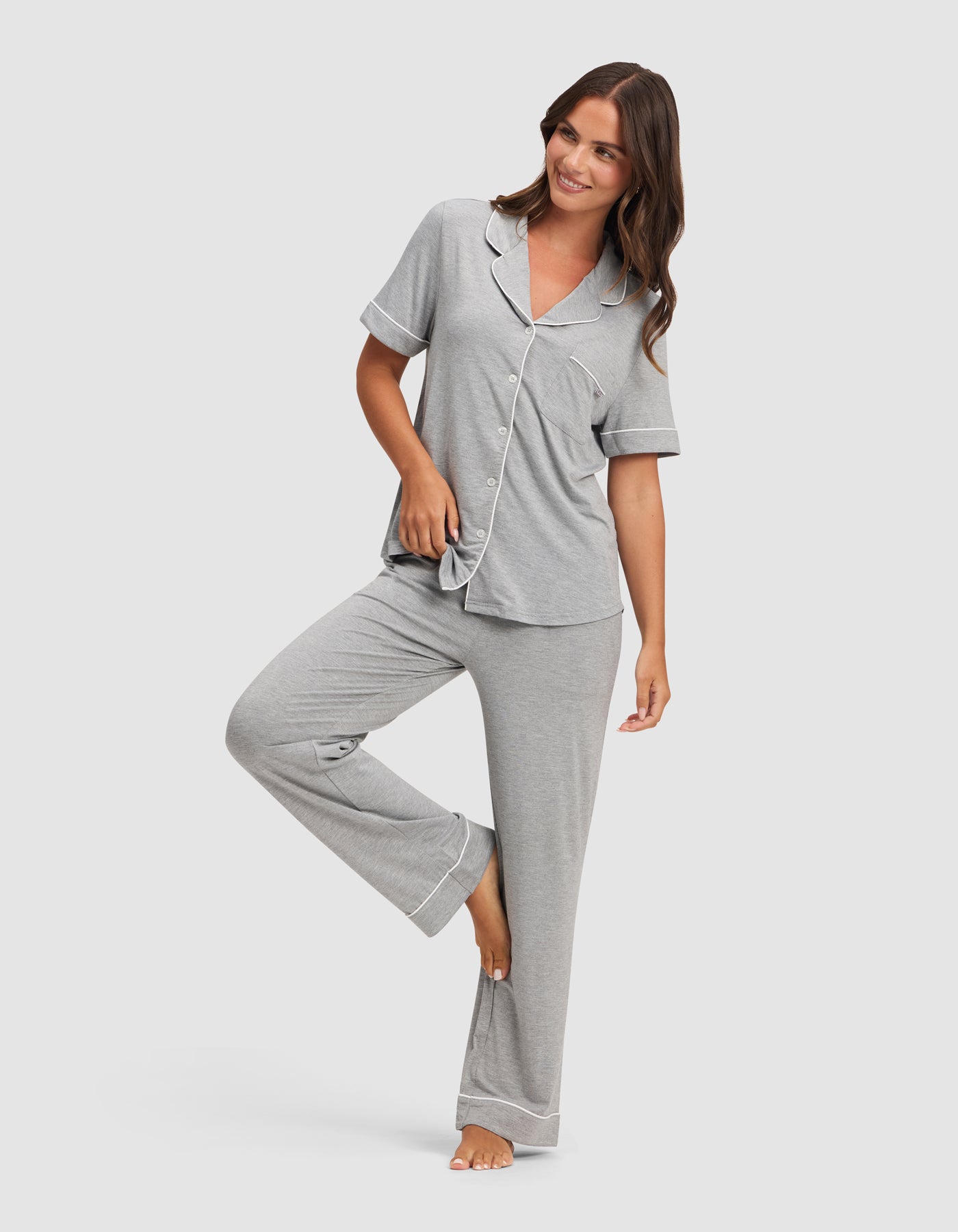 Women's Bamboo Stretch-Knit Short Sleeve & Pant Pajama Set - Image 13