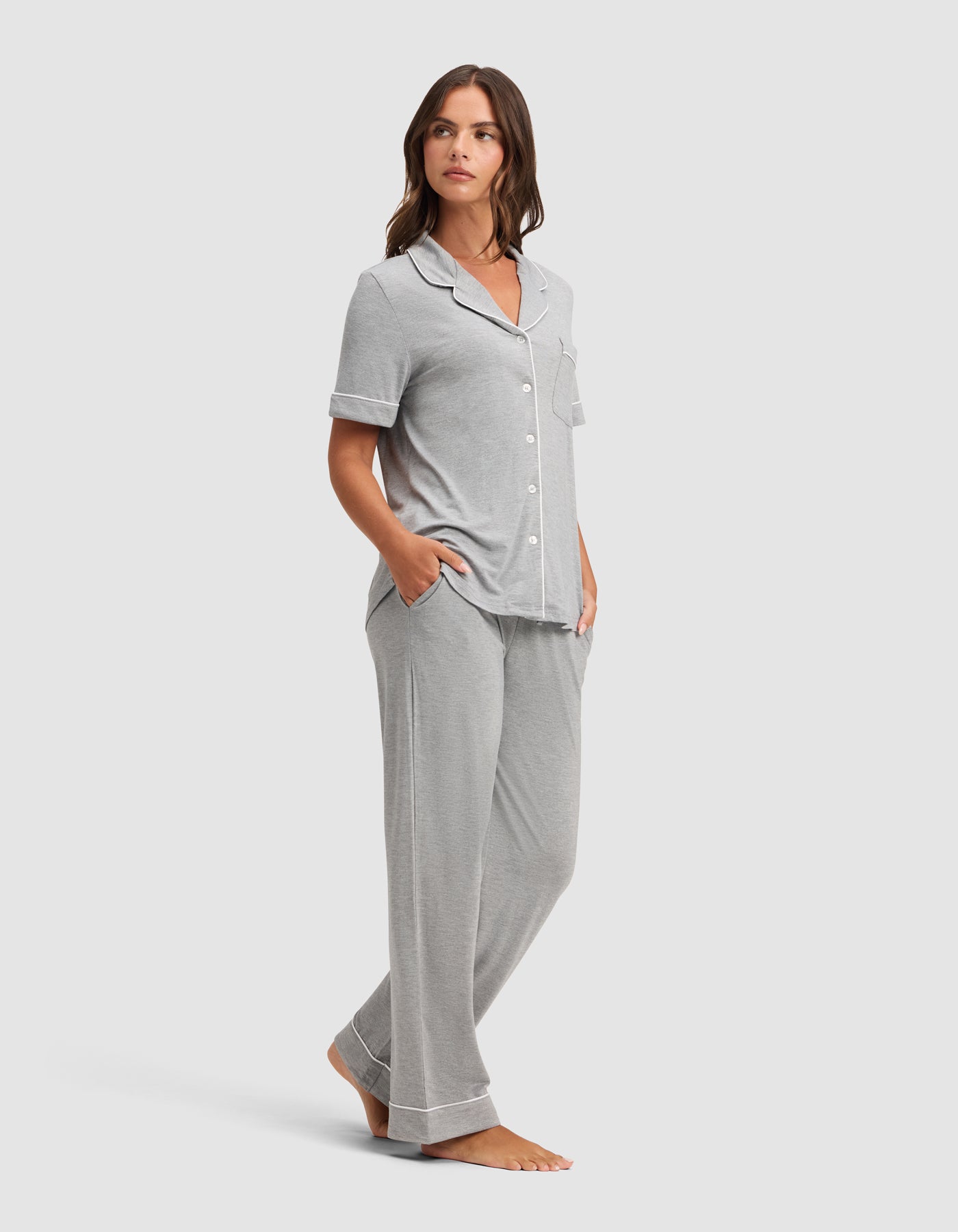 Women's Bamboo Stretch-Knit Short Sleeve & Pant Pajama Set - Image 12