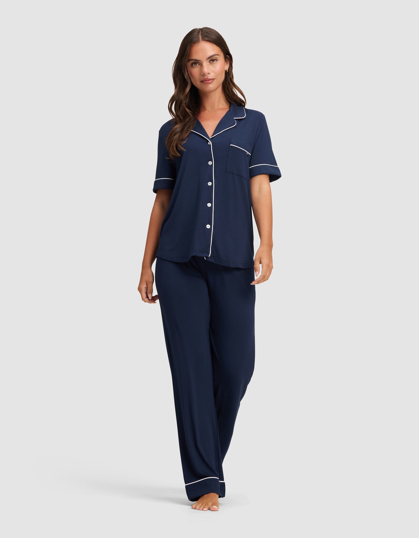 Women's Bamboo Stretch-Knit Short Sleeve & Pant Pajama Set - Image 42