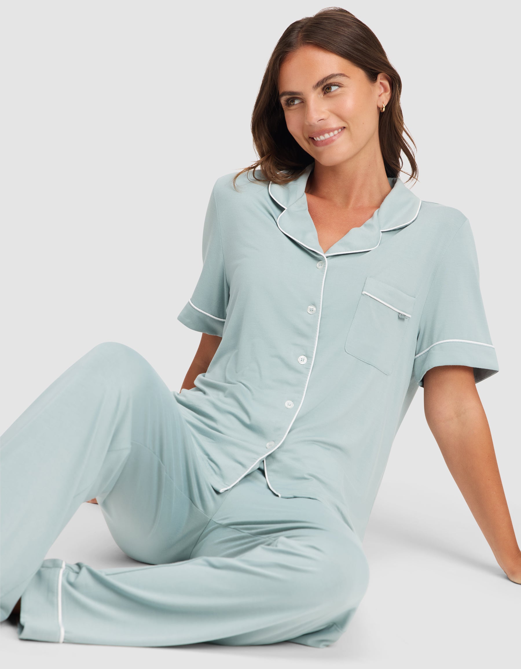 Women's Bamboo Stretch-Knit Short Sleeve & Pant Pajama Set - Last Chance - Image 16