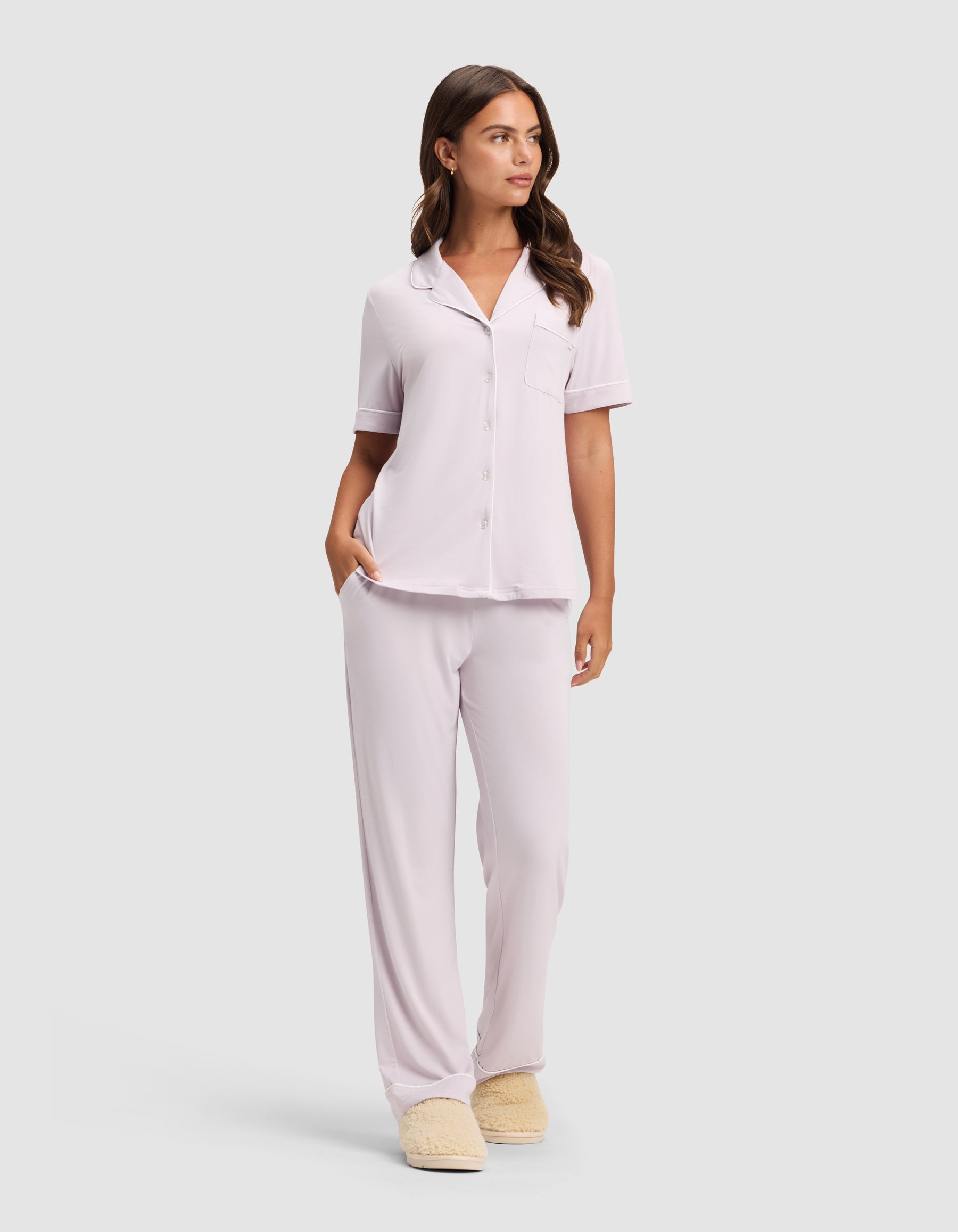 Women's Bamboo Stretch-Knit Short Sleeve Pajama Top - Image 32