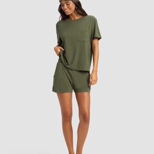 Women's Bamboo Stretch-Knit Lounge Tee & Shorts Set