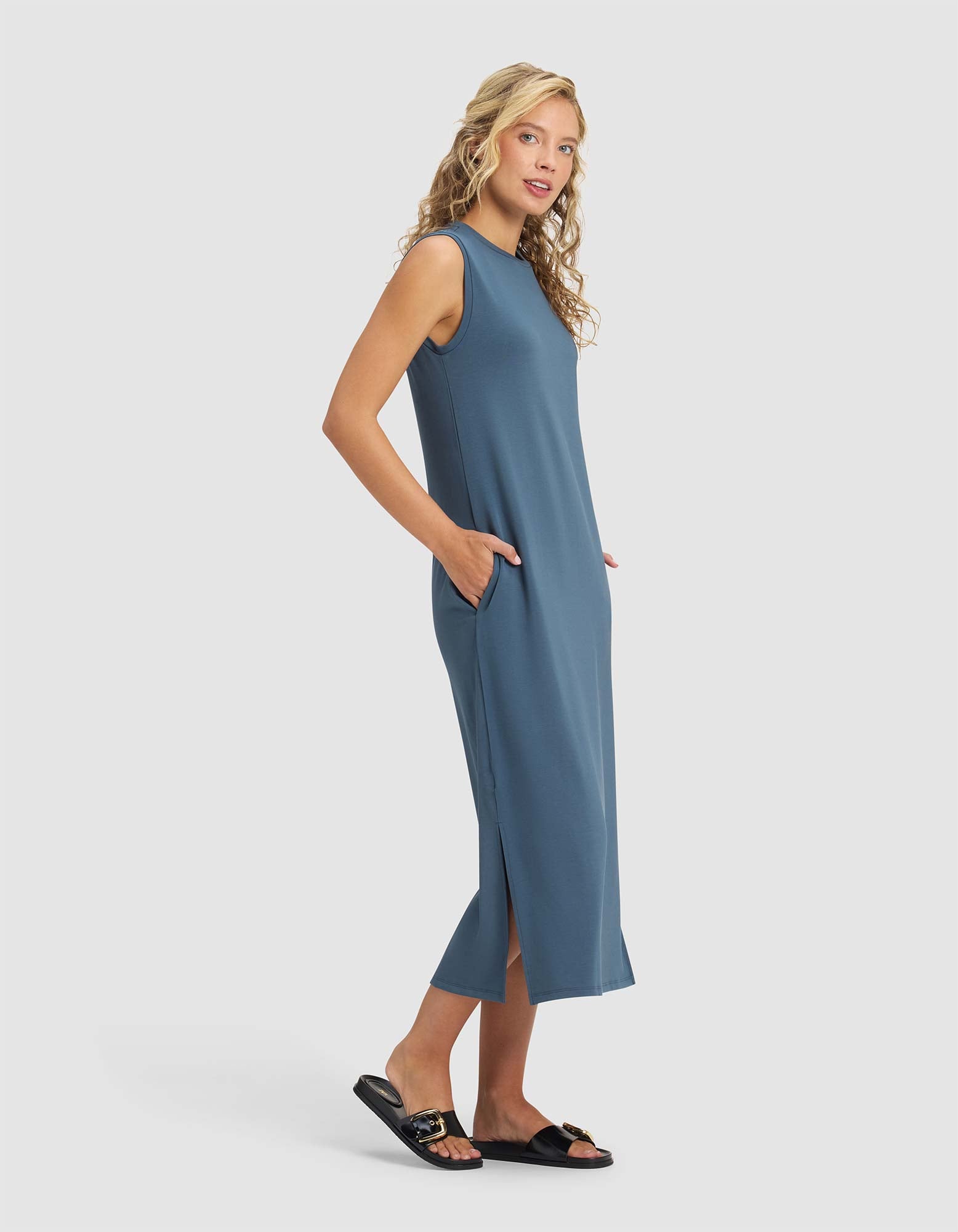 Women's Brushed Bamboo Sleeveless Midi Dress - Last Chance - Image 11