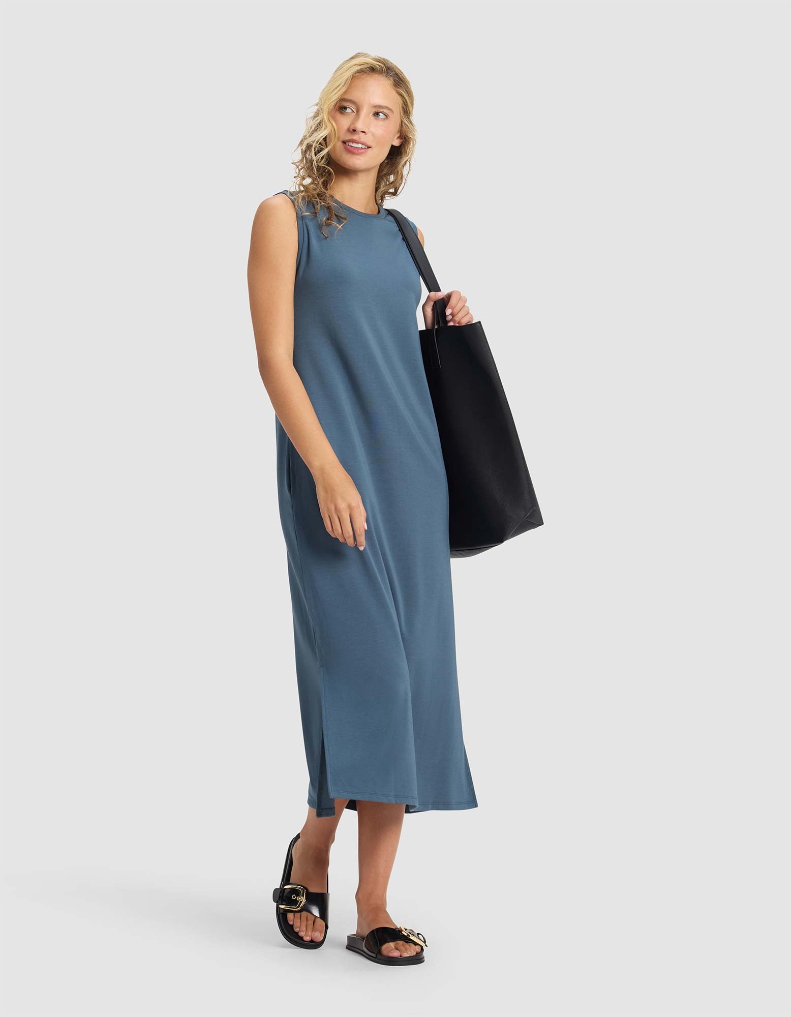 Women's Brushed Bamboo Sleeveless Midi Dress - Last Chance - Image 13