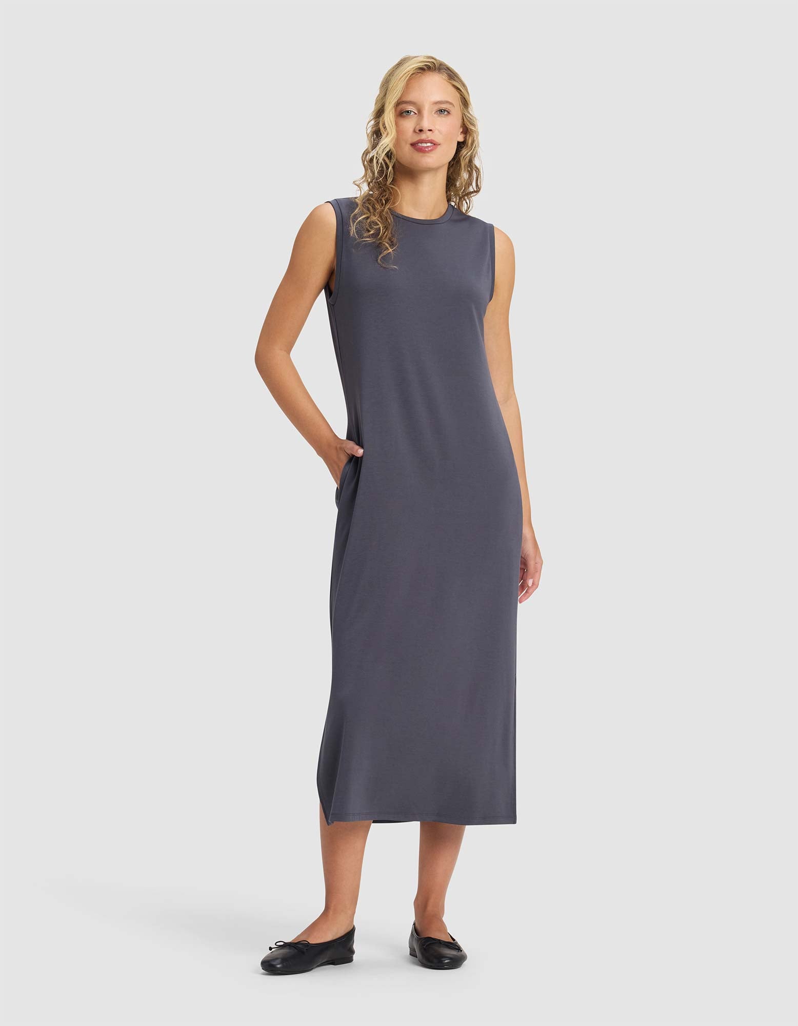 Women's Brushed Bamboo Sleeveless Midi Dress - Last Chance - Image 22