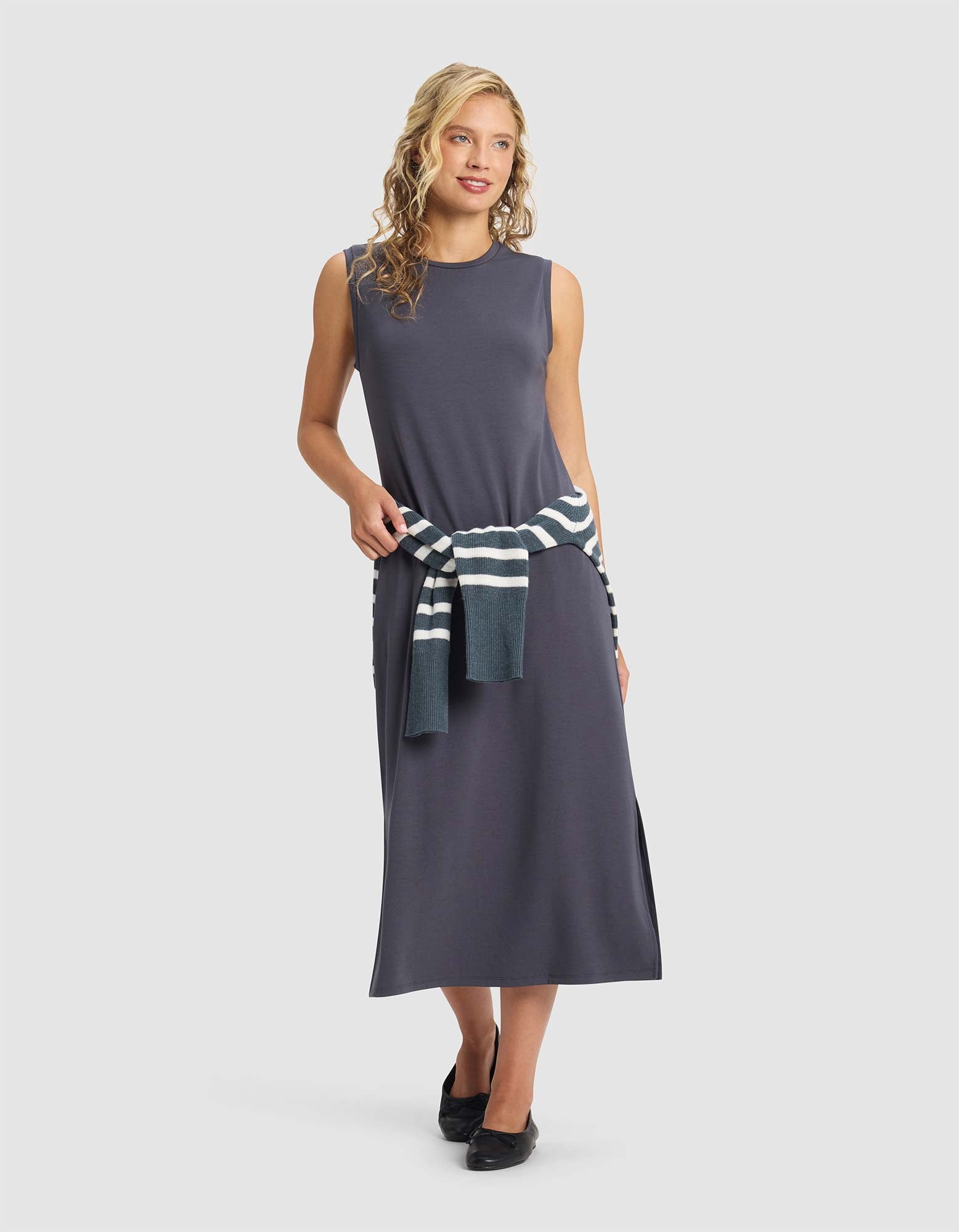 Women's Brushed Bamboo Sleeveless Midi Dress - Last Chance - Image 24