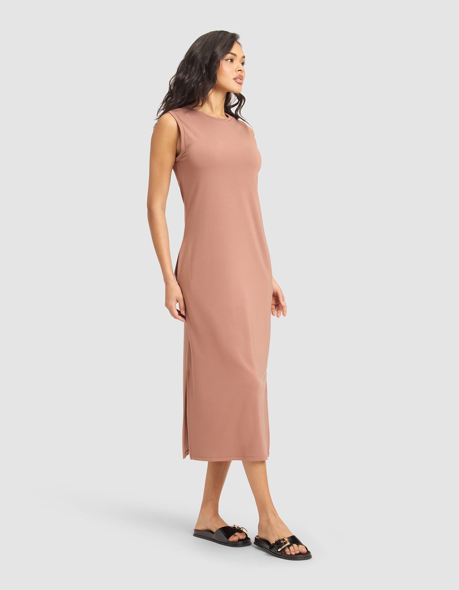 Women's Brushed Bamboo Sleeveless Midi Dress - Last Chance - Image 2