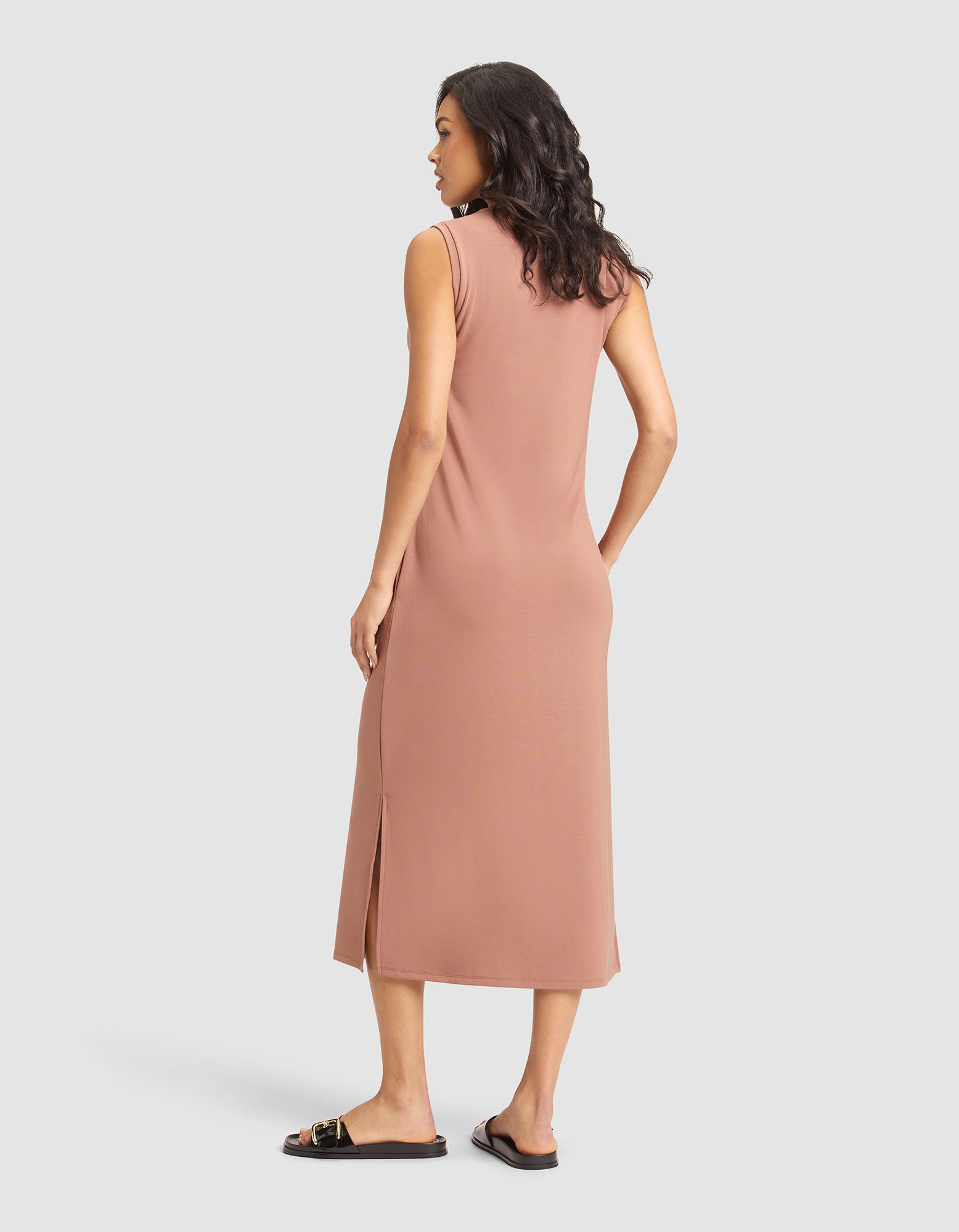 Women's Brushed Bamboo Sleeveless Midi Dress - Last Chance - Image 3