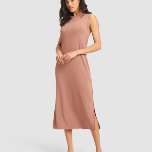 Women's Brushed Bamboo Sleeveless Midi Dress - Last Chance